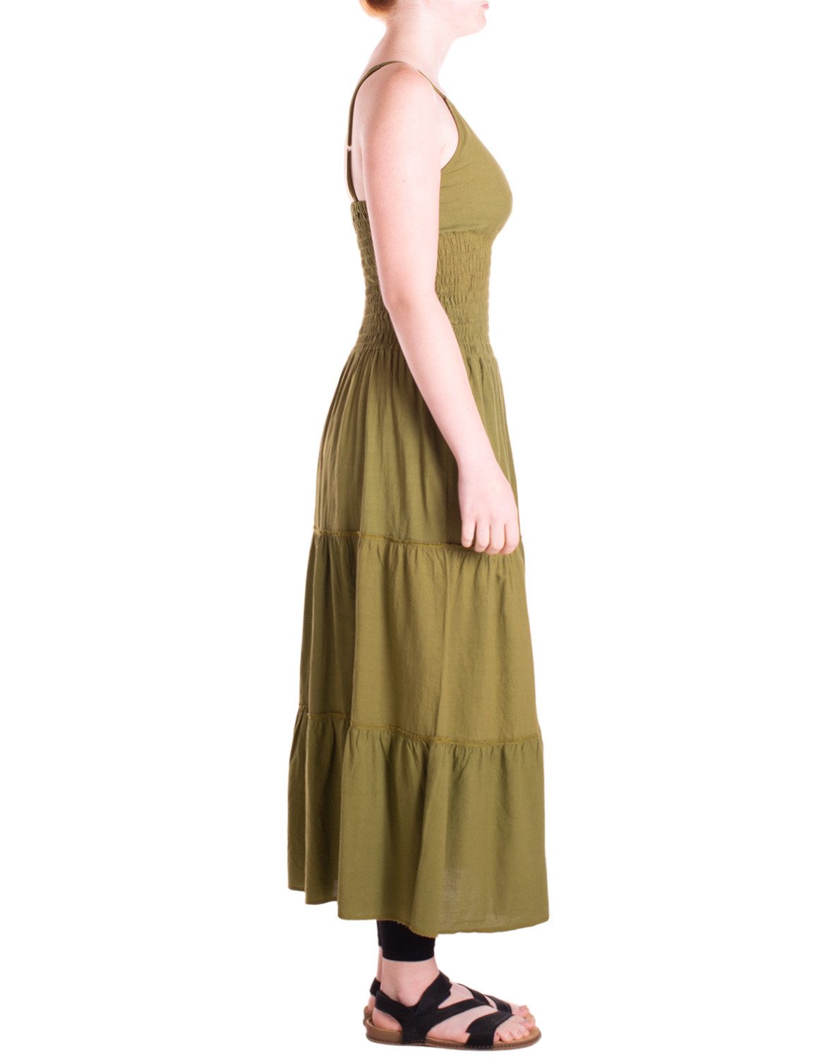 Vishes Maxikleid Damen Kleid Spaghettiträger Smok Stufenrock Baumwolle Alternative Mode, Boho, Hippie, Ethno, Festival