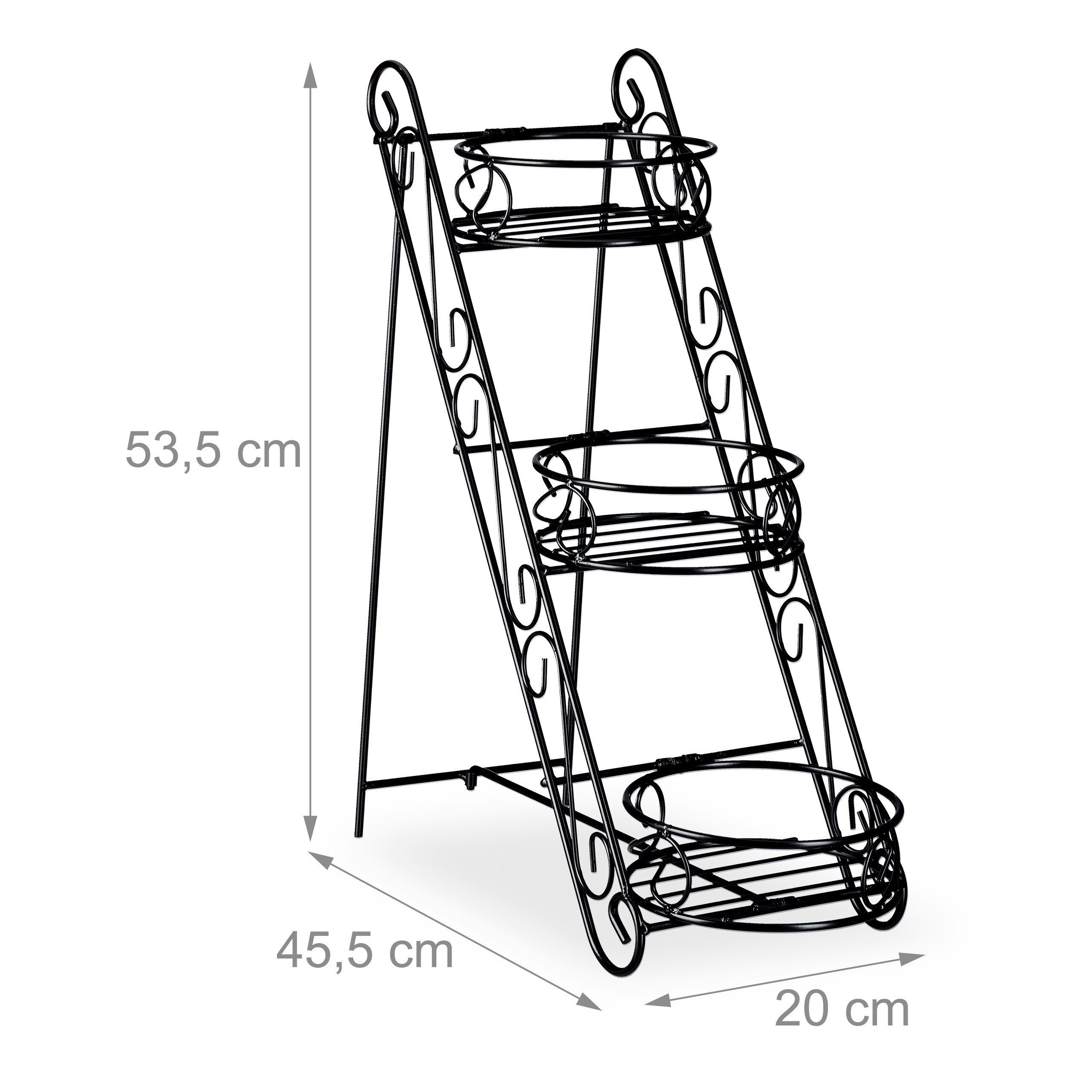 relaxdays schwarz Blumentreppe Metall Pflanzentreppe