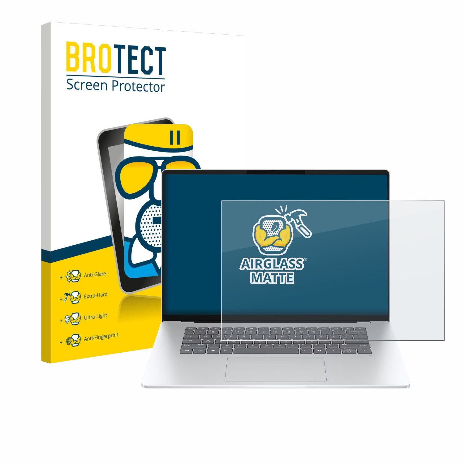 BROTECT Displayschutzglas Folie für HP OmniBook 5 16, Schutzfolie Glas Panzer Display Schutz matt