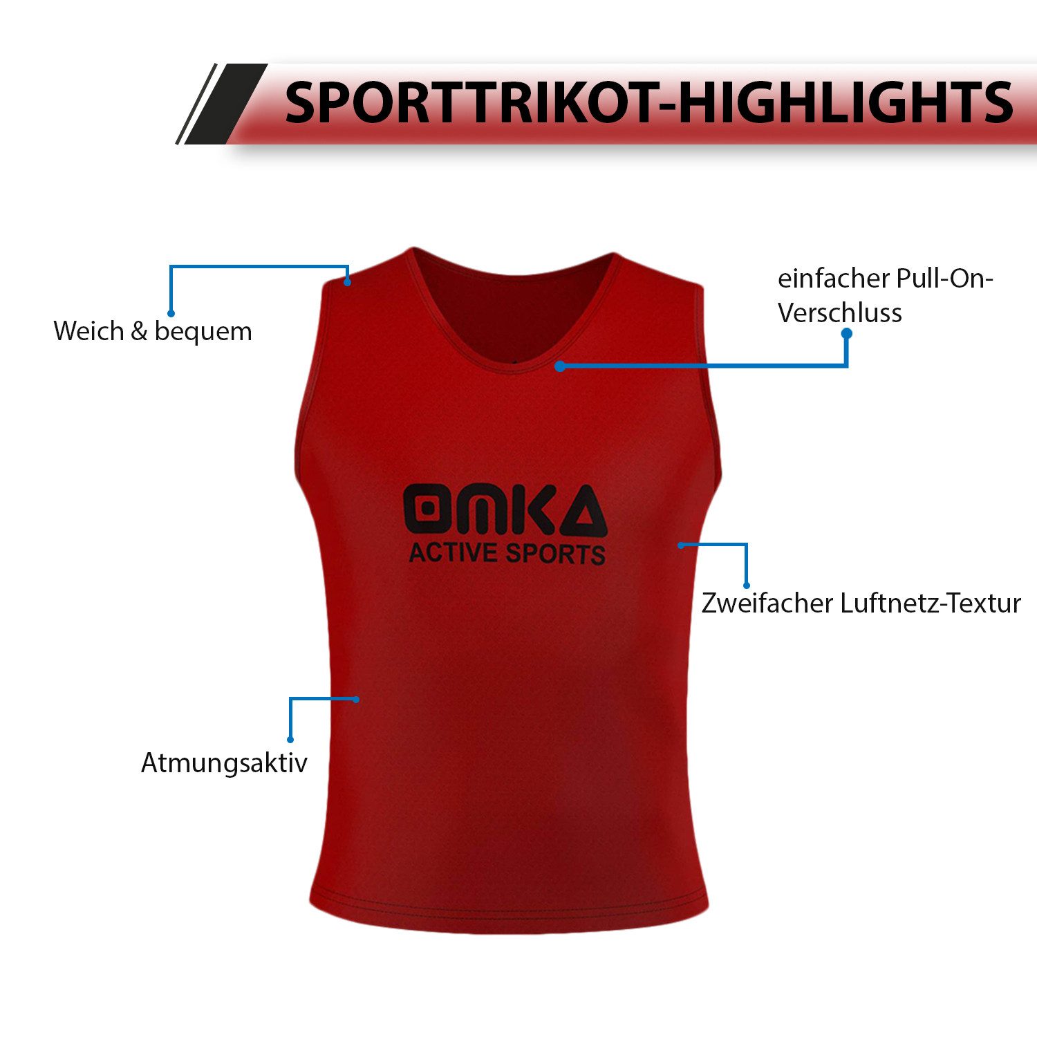 OMKA Trainingsleibchen OKLB01 12er Pack (Spar-Set, 12er-Pack) 12x OMKA Fußball Leibchen Trainingsleibchen