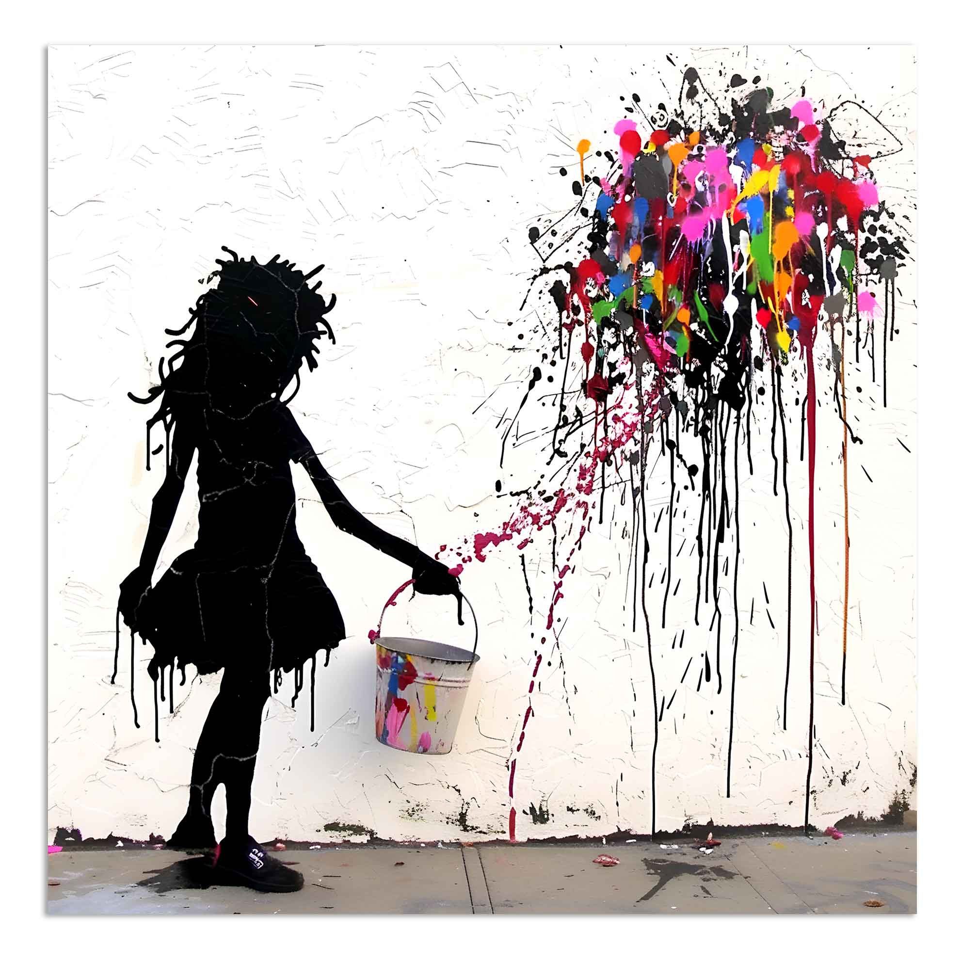 Leinwando Gemälde Leinwandbild Banksy Color Crash - Popart bilder / kunstdruck – Bild 4 von 4