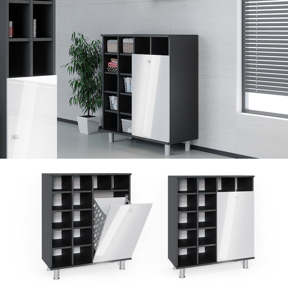 Vicco Wäscheschrank Fynn, Weiß Hochglanz/Anthrazit, 78.4 günstig online kaufen