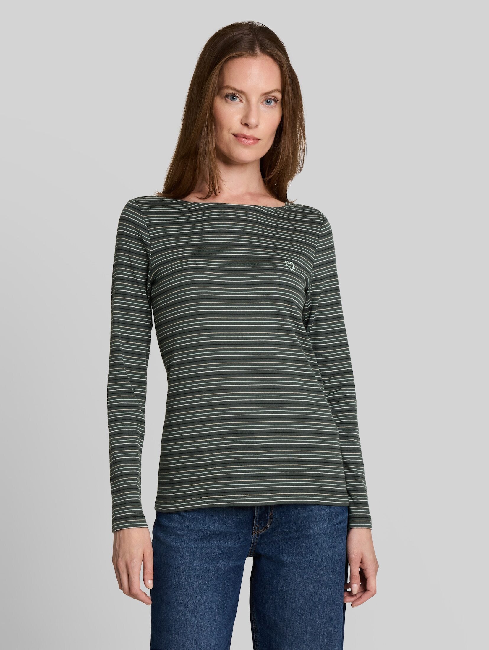 TOM TAILOR Langarmshirt T-Shirt (im Einserpack) Langarmshirt mit Herz-Stickerei