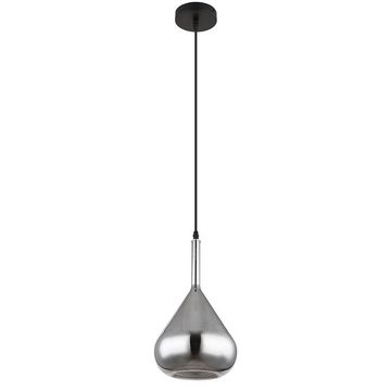 Globo Pendelleuchte, Leuchtmittel nicht inklusive, Pendelleuchte Esszimmerlampe Metall schwarz Glas rauchfarben H 150 cm