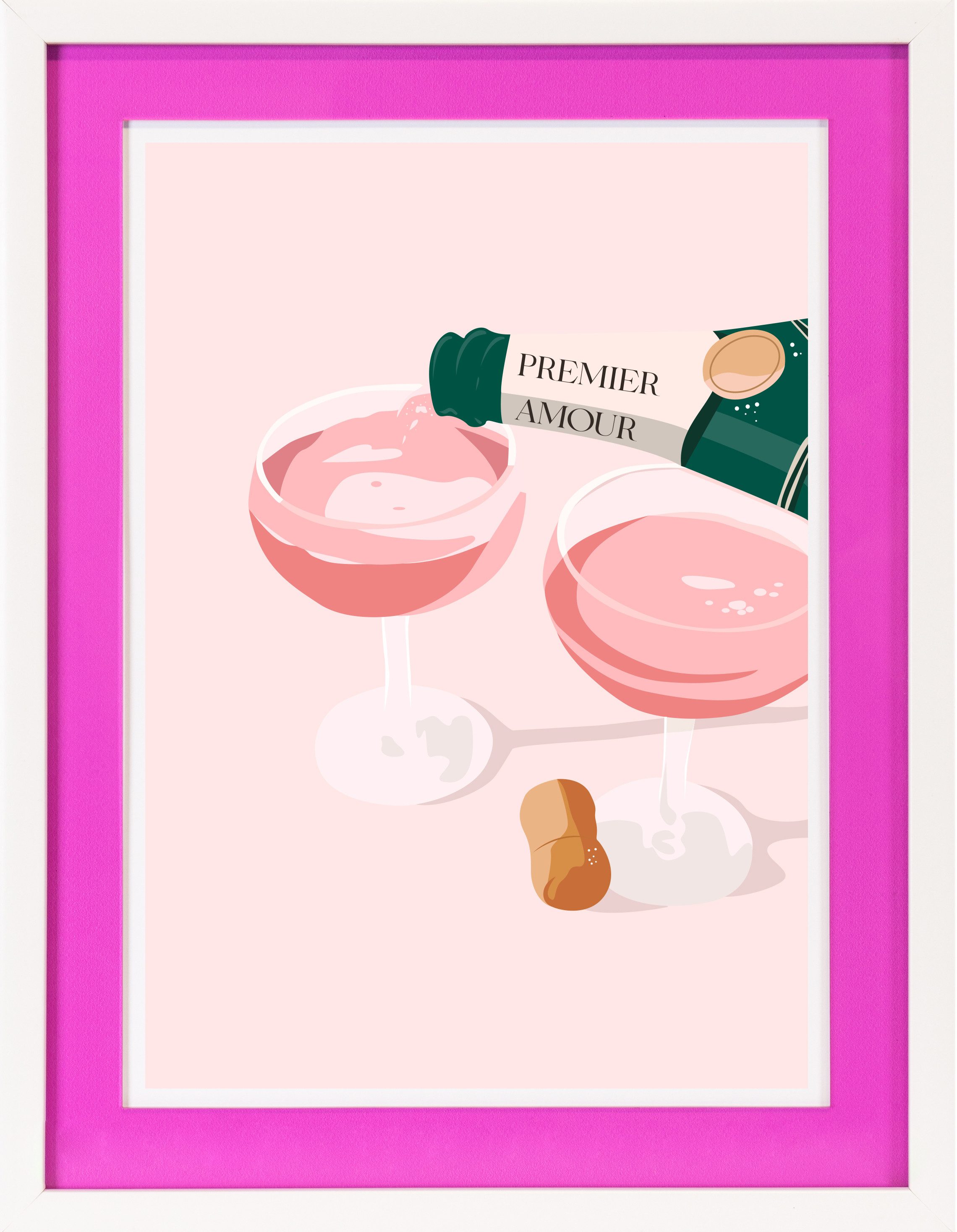queence Bild mit Rahmen Champagner, Gläser, Getränke (1 St), Poster mit buntem Acrylglas Passepartout