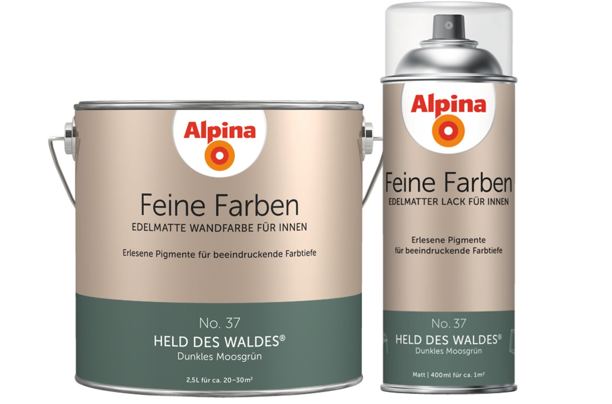 Alpina Wandfarbe - SET - Feine Farben Wandfarbe 2,5L + Sprühlack 400ml edelmatt