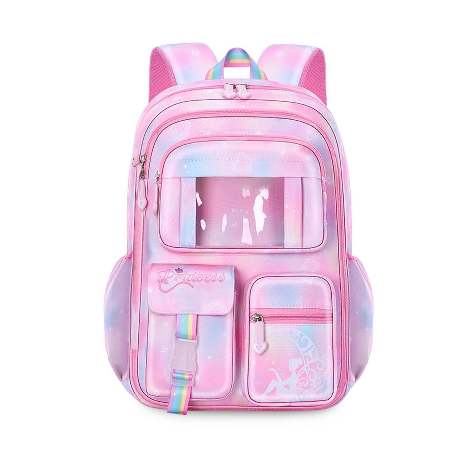 LuxusKollektion Schulrucksack Kinderrucksack Mädchen Rosa A A4 Plüschanhänger
