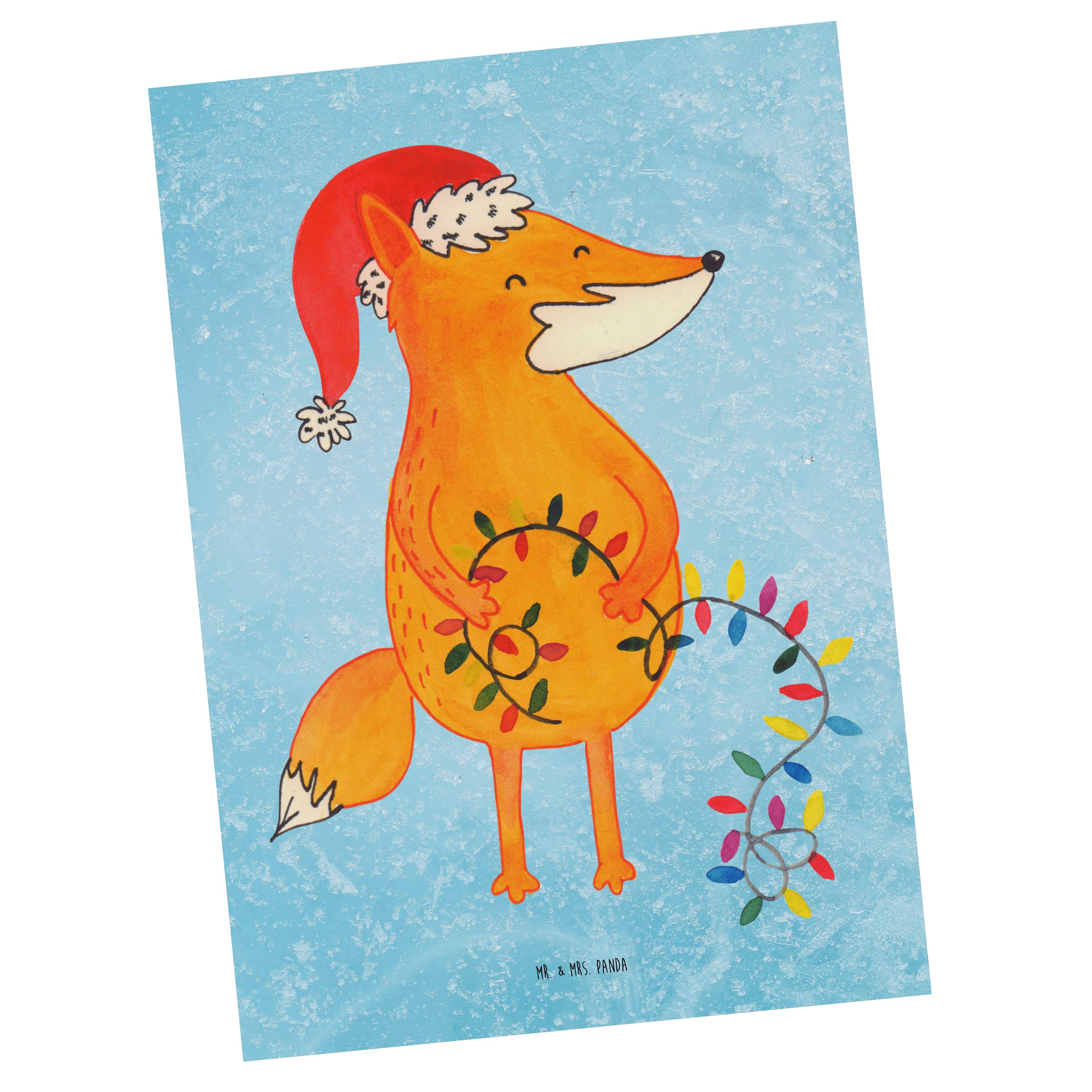 Mr. & Mrs. Panda Postkarte Fuchs Weihnachten - Eisblau - Geschenk, Weihnachtsmann, Einladung, Ge