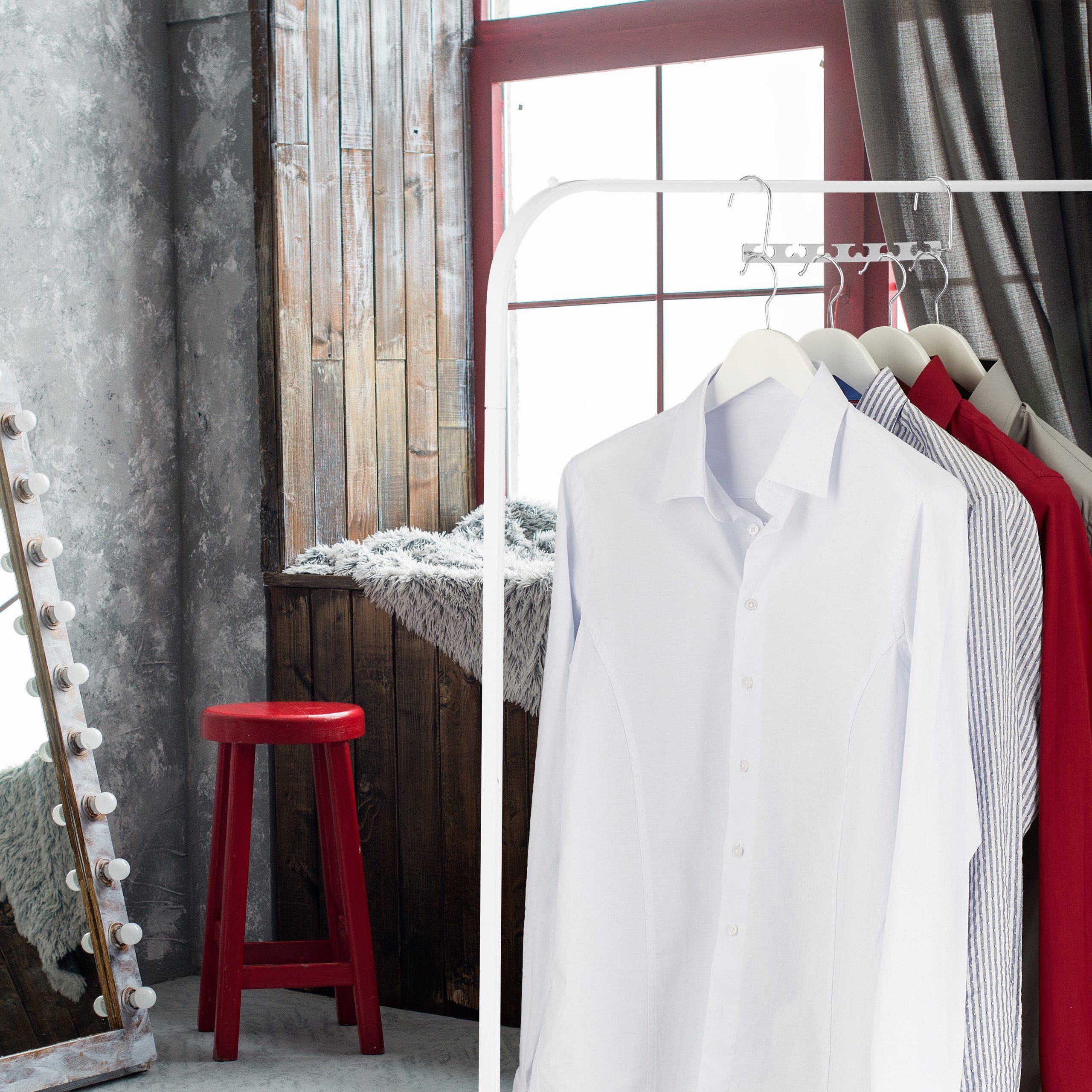 relaxdays Mehrfach-Kleiderbügel Raumsparbügel 6er Set silber günstig online kaufen