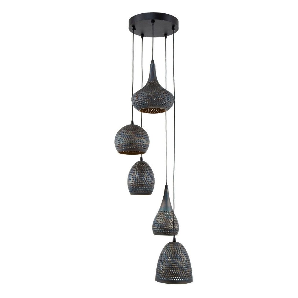 famlights Pendelleuchte Pendelleuchte Janko in Braun-antik und Bronze E27