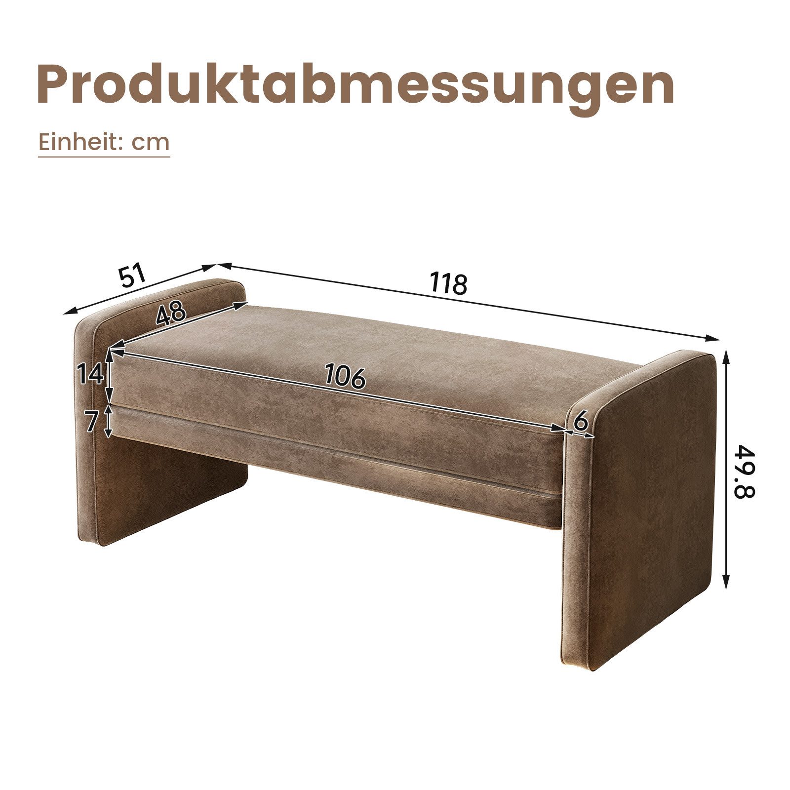 Guyii Polsterbank Mehrzweckbank, Fußshocker, Sitzgelegenheit im Flur, 118x51x49,8cm (1-St), Samt Sitzbank, Schuhbank Bettende für Schlafzimmer