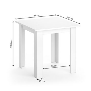 Vicco Esstisch Esszimmertisch Küchentisch KARLOS 80cm Weiß