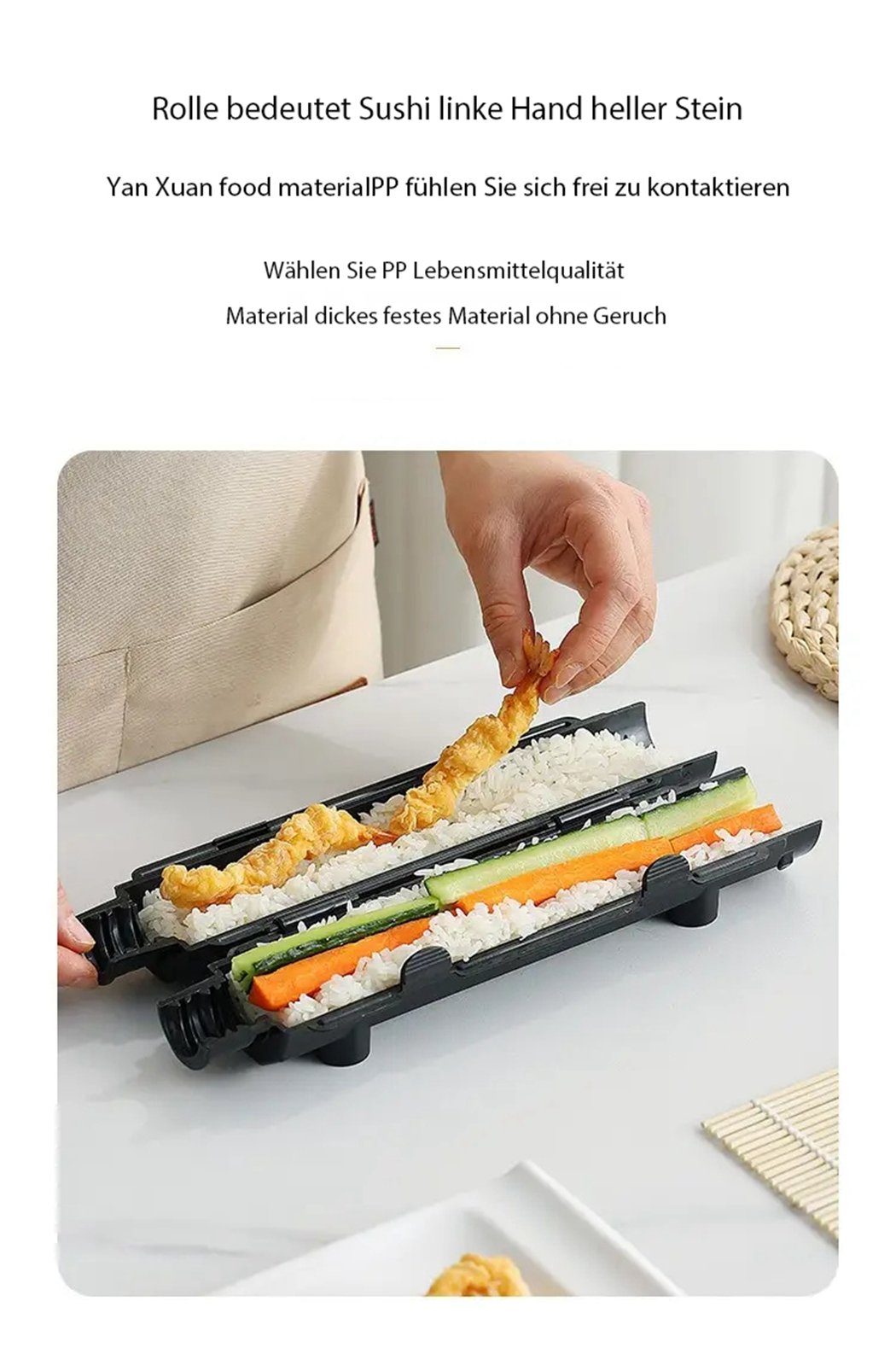 TUABUR Sushi-Roller Sushi-Panzerfaust, Sushi-Zubereitungsset, Anfänger für Weiß Sushi-Rollen