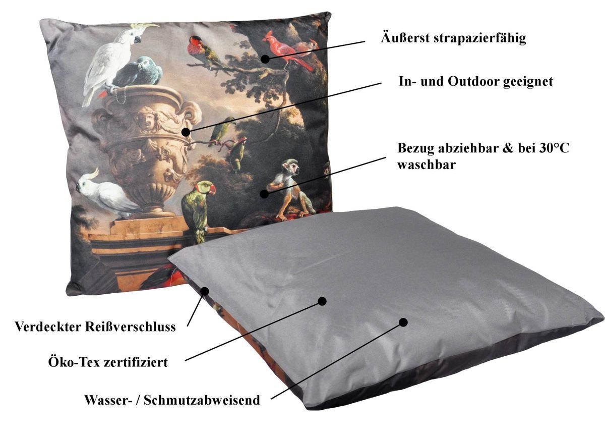 Lounge mit Motiv JACK Dekokissen Innen Kissen Strapazierfähig, Füllung JACK Outdoor für 45x45cm Robust, Lotus-Effekt, Außen mit geeignet Menagerie Wasserfest, inkl. &