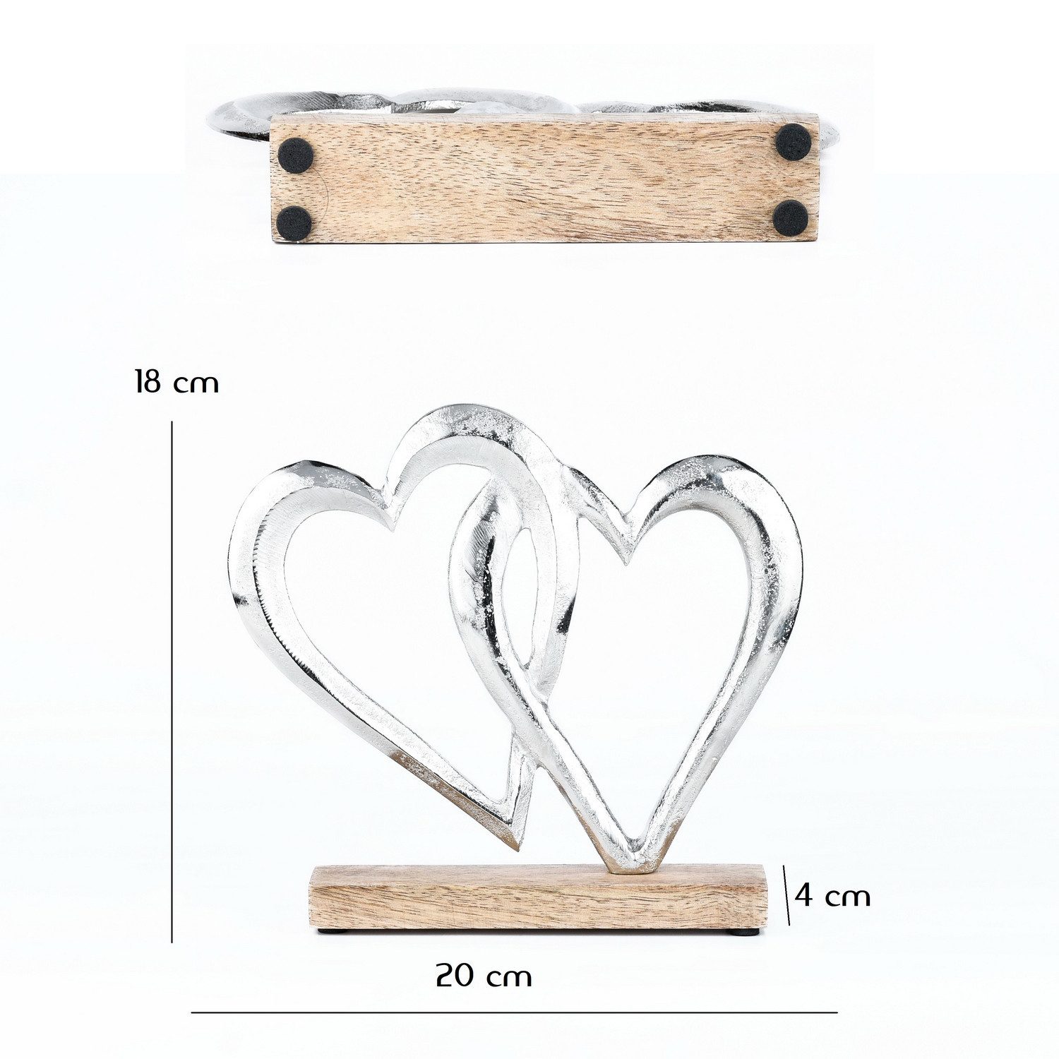 Marrakesch Orient & Mediterran Interior Dekoobjekt Figura Amour -7, legno e alluminio, naturale-marrone-argentato 20 cm (1 St) – Bild 4 von 5