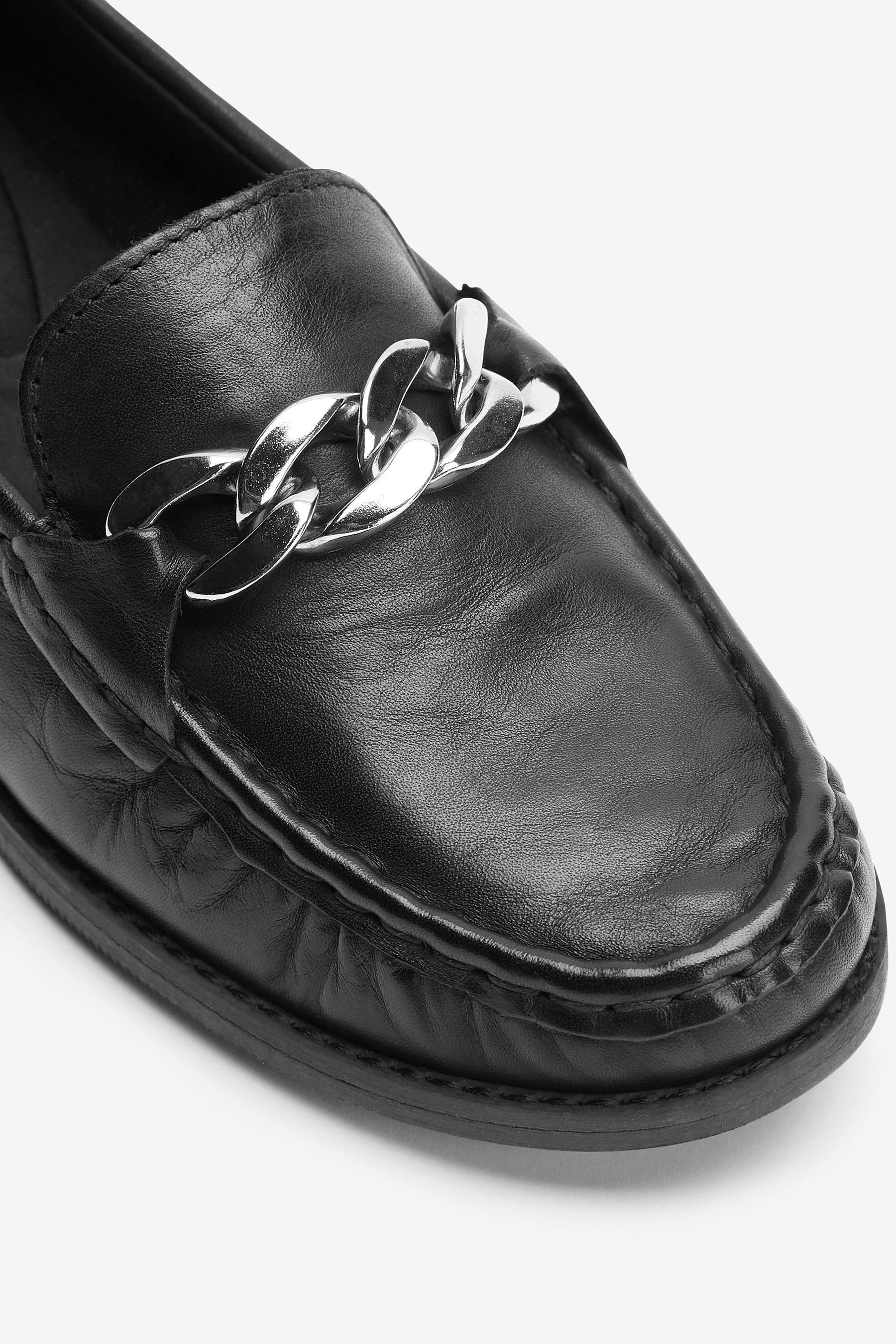 (1-tlg) Black Flex Next Motion T-Strap-Sandale Leather Mokassins