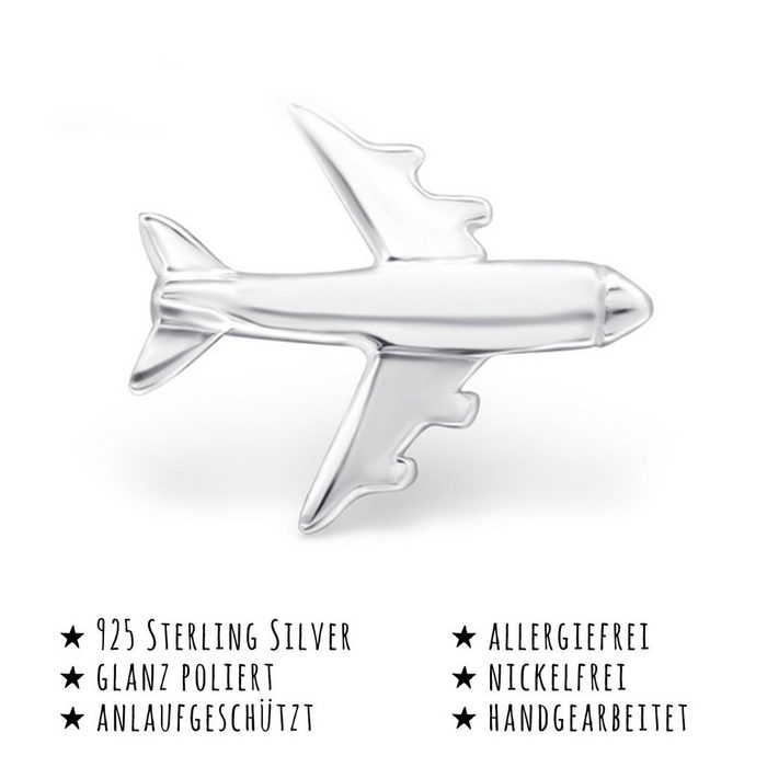 Monkimau Paar Ohrstecker Flugzeug Ohrringe aus 925 Silber (Packung) CN9760