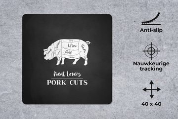 MuchoWow Gaming Mauspad Küche - Schwein - Fleisch (1-St), Mousepad mit Rutschfester Unterseite, Gaming, 40x40 cm, XXL, Großes