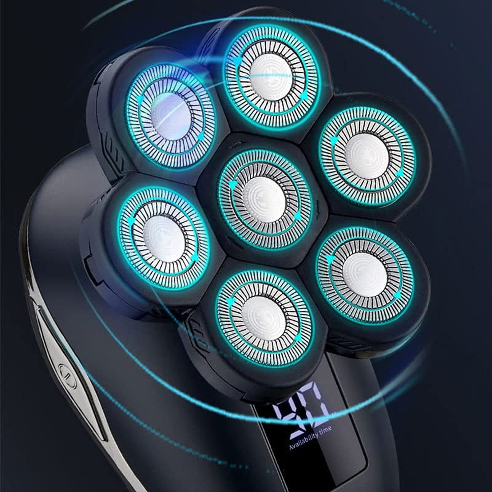 Vivitar Elektrorasierer 6-in-1 Wasserdichter Rasierer für glatte Köpfe, Nass/Trocken, Elektrorasierer - Herren Pflegeset mit LED-Display, Wiederaufladbar, Aufsätze: 6, - 7D Rasierapparat, Haartrimmer, Nasenhaartrimmer, Gesichtsreinigungsbürste, Gesichtsmassage, Haarschneider und Haartrimmerkämme (3/5/7mm)., Ganz Kopf- und Gesichtspflege für Männer mit Präzision+Komfort, 7D Kopfrasierer für Männer, Weihnachtsgeschenk für glatzköpfige Männer