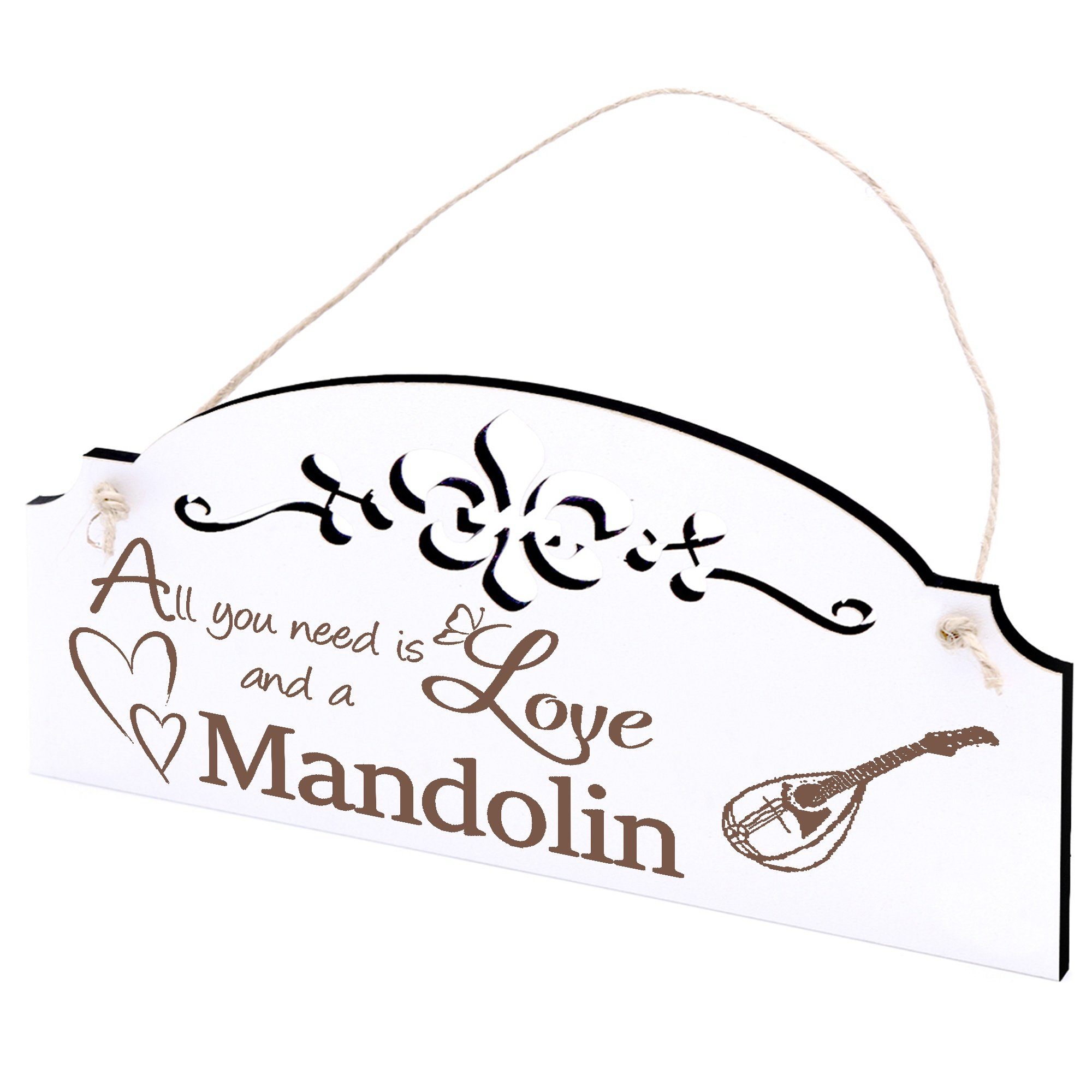 Dekolando Hängedekoration Mandoline Deko 20x10cm All you need is Love