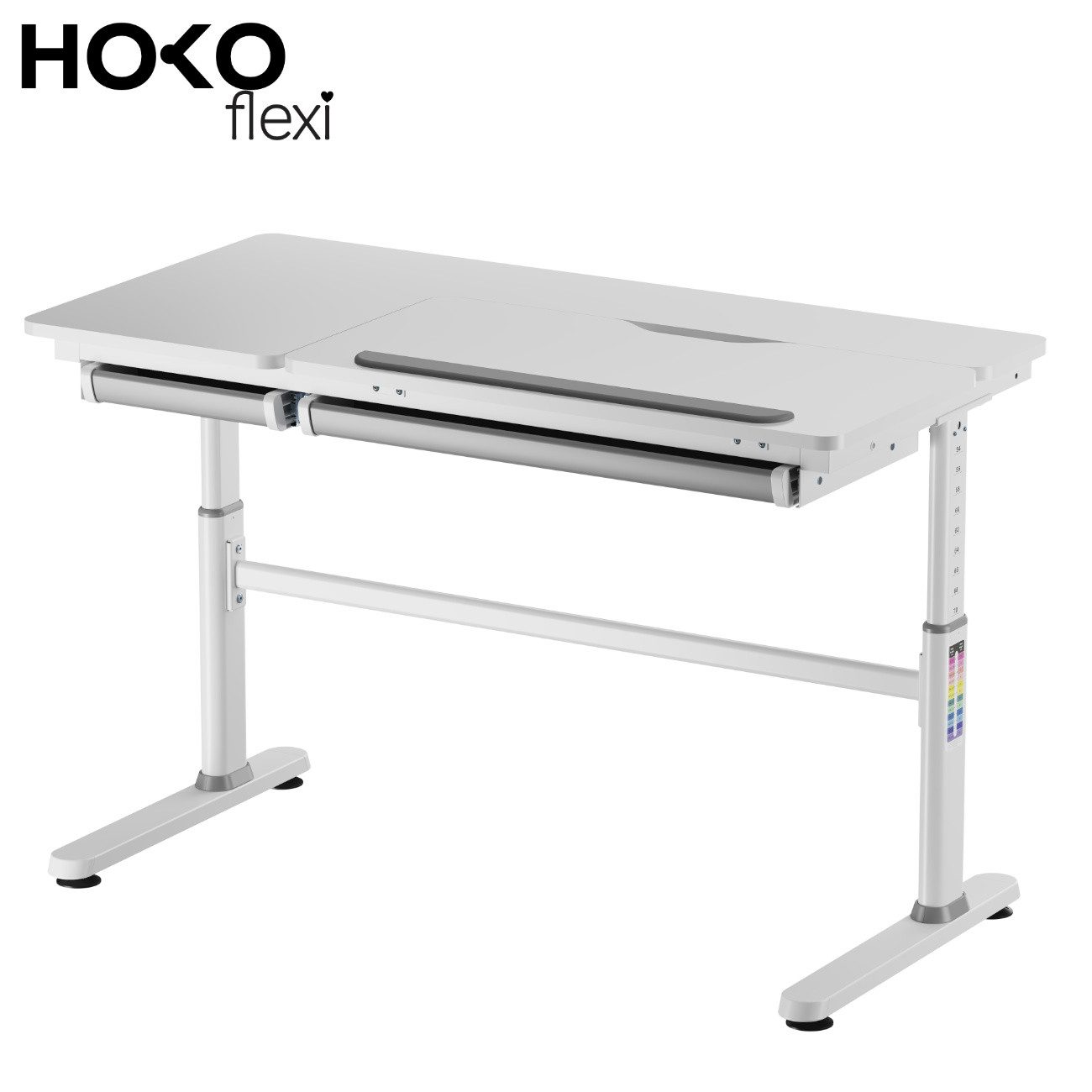 HOKO Schreibtischunterlage Handgelenkauflage mit Buchstopper, (Schreibtischunterlage, mit fixierbarer Unterseite Buchstopper für gesundes Lernen, 62x5,2 cm, leicht abwischbar, für Kinder und Jugendliche, Grau, LANA)