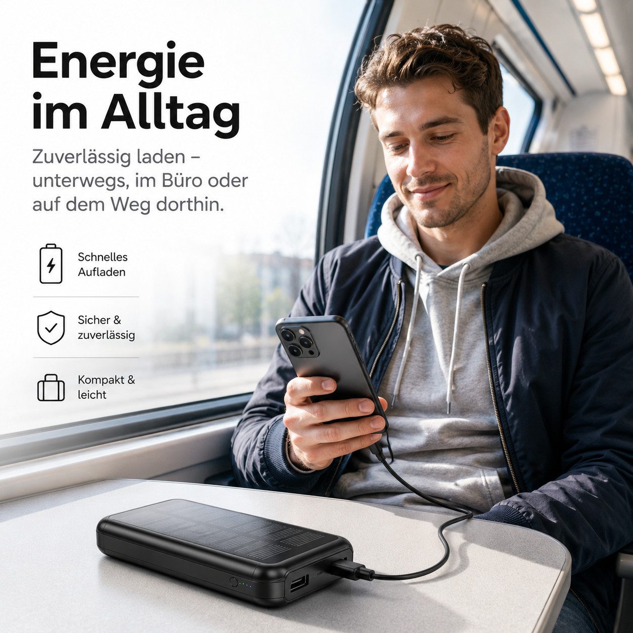 Goldstern-Tech SunPower Solar Powerbank Outdoor Powerbank Solarladegerät 30000 mAh, 2 USB-Ausgänge, USB-C & Micro-USB Eingang