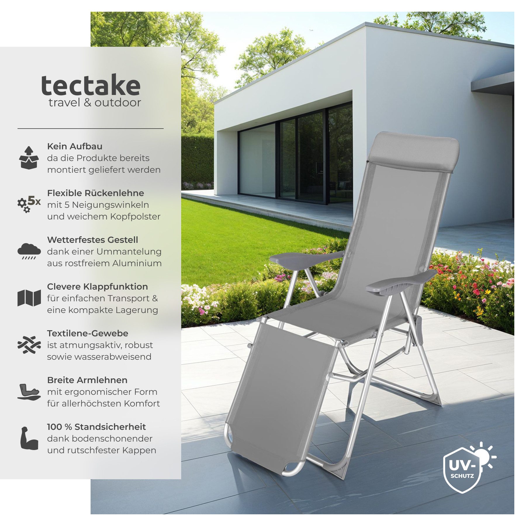 tectake Gartenstuhl Balkonstuhl 2er Set, Wetterfest günstig online kaufen