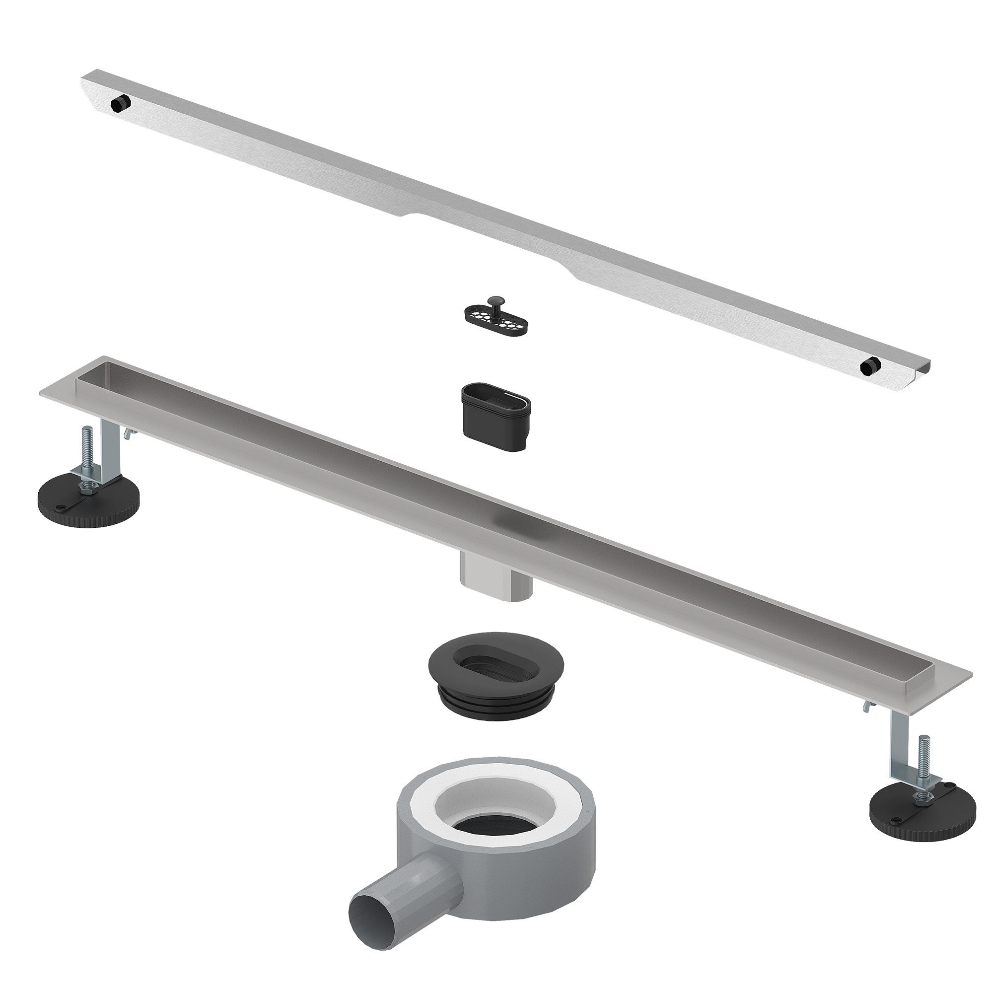 SONNI Duschrinne Schmale Edelstahl Flacher Duschrinne 30-100 cm 360° verstellbarer