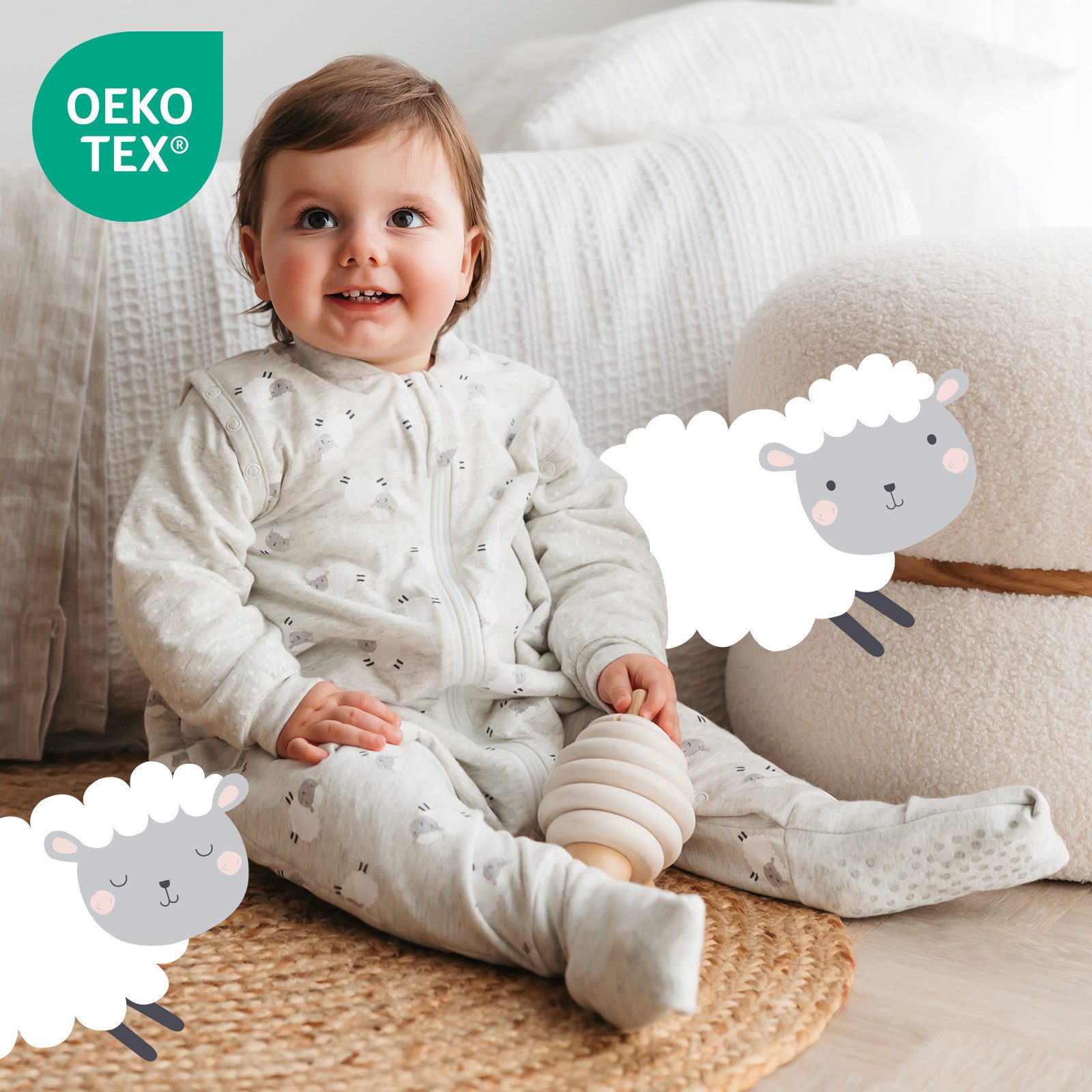 Schlummersack Kinderschlafsack Schlafsack mit Füßen und umklappbaren Bündchen, 1.0 Tog – Bild 5 von 5