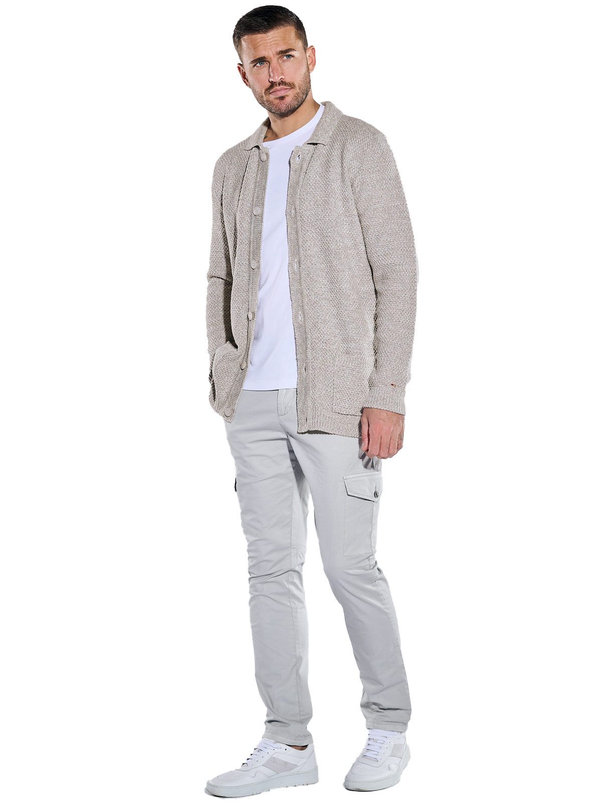 emilio adani Strickjacke Herren Strickjacke strukturiert, Creme