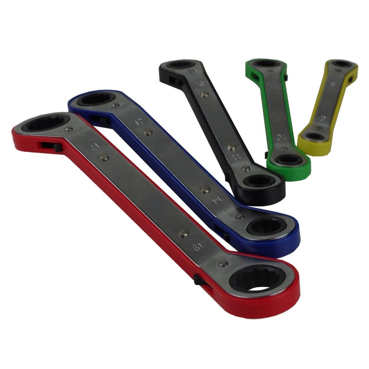 Benson Tools Ratschenringschlüssel Ringratsche 6-21mm 5 teilig Doppelring Ratschenschlüssel Satz (5 St), abgewinkelt