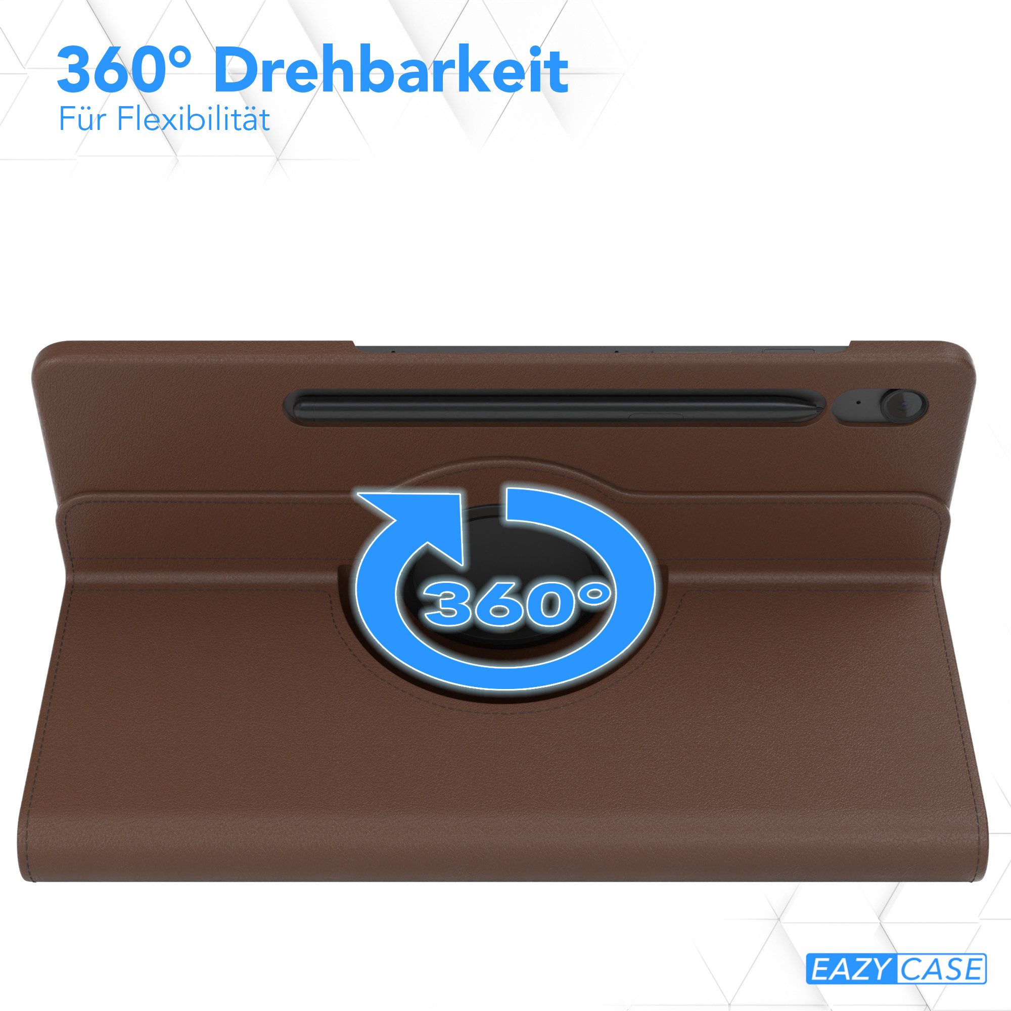 EAZY CASE Tablet-Hülle Rotation Case für Galaxy Tab S10 FE 10,9 Zoll, Schutztasche Tablet Case 360 Rotation Bookcover zum Aufstellen Braun – Bild 3 von 5