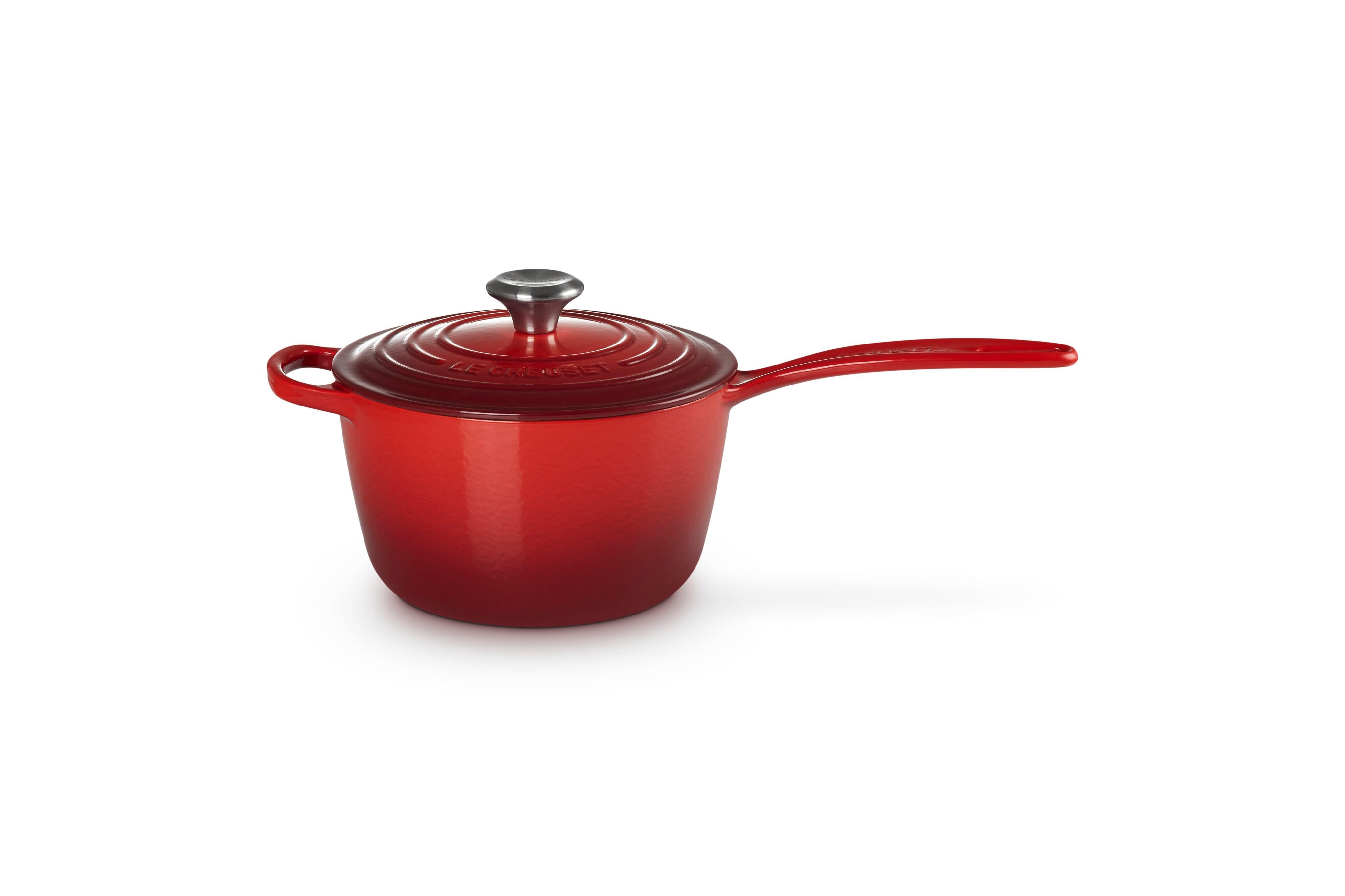 LE CREUSET Kasserolle Stielkasserolle, Rund, Gusseisen, Ø 18 cm, 2,94 kg, Kirschrot, 21181180602430