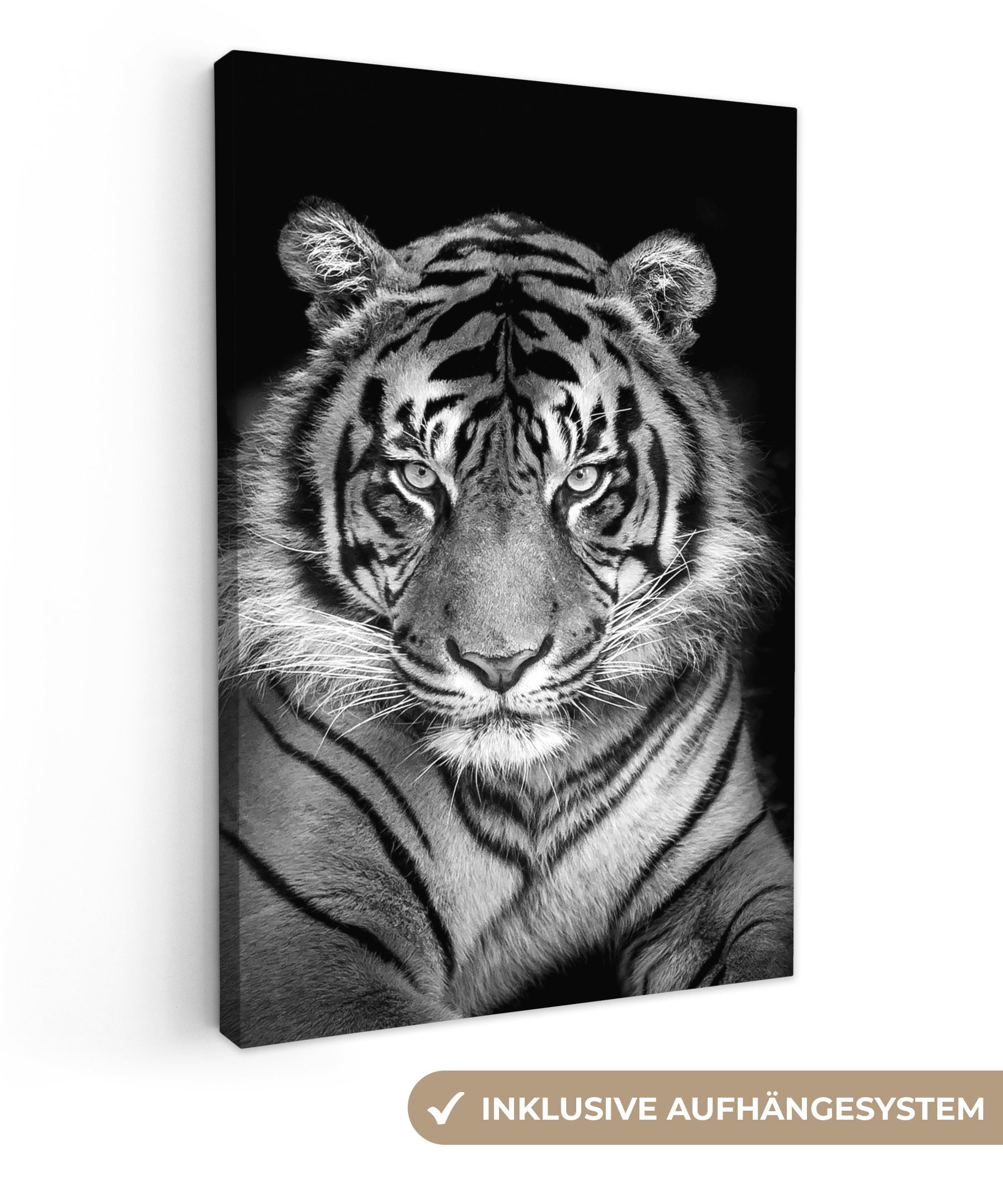 OneMillionCanvasses® Leinwandbild Tiger - Schwarz, Fotodruck (1 St), Leinwa günstig online kaufen