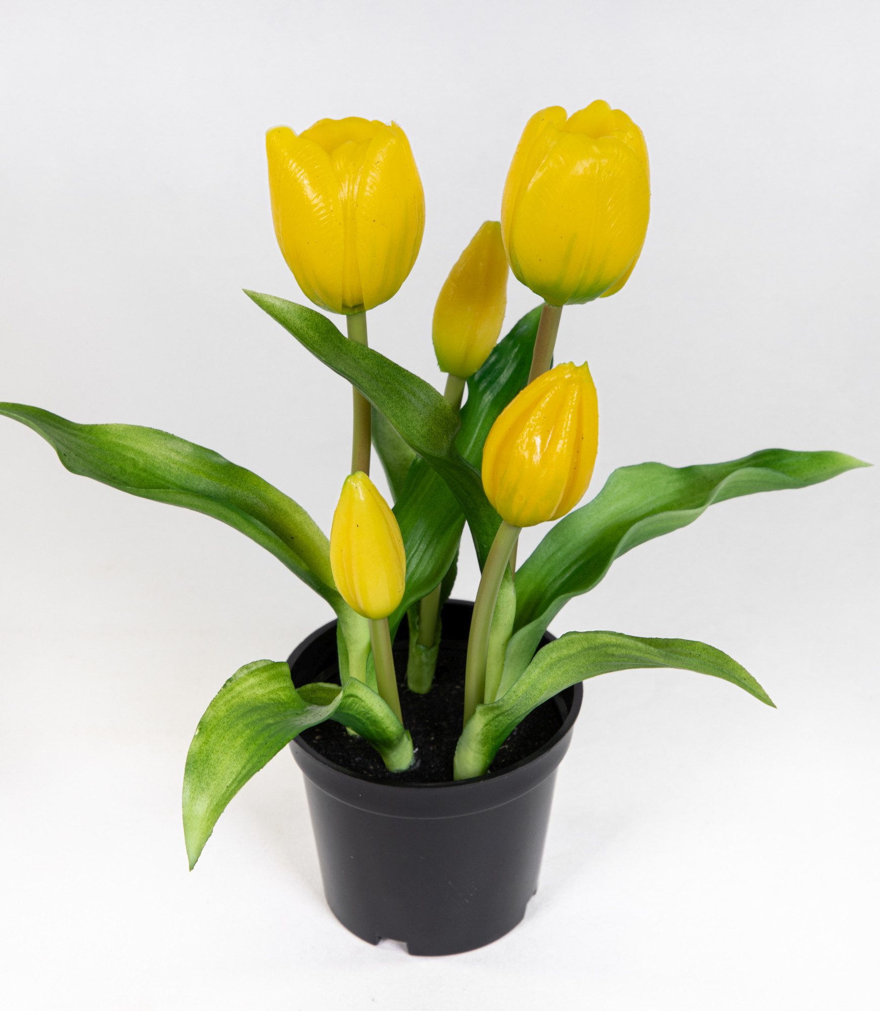 Kunstblume Tulpen Real Touch 24cm im Topf ZF Kunstpflanzen künstliche Blumen Tulpentopf, Seidenblumen Roß, Höhe 24 cm, Gelb