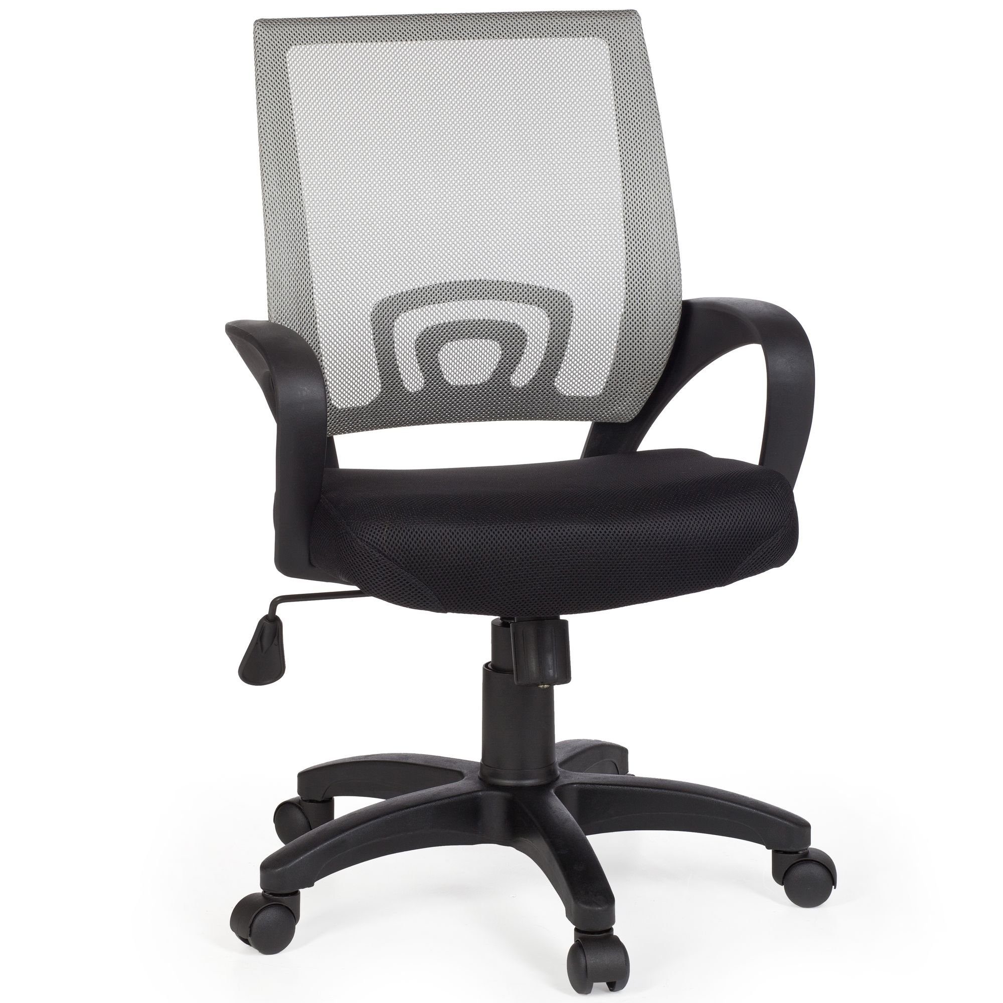 FINEBUY Drehstuhl SuVa1032_1 (Bürostuhl Weiß Schreibtischstuhl mit Armlehne), Bürodrehstuhl ergonomisch Jugendstuhl Grau | Grau