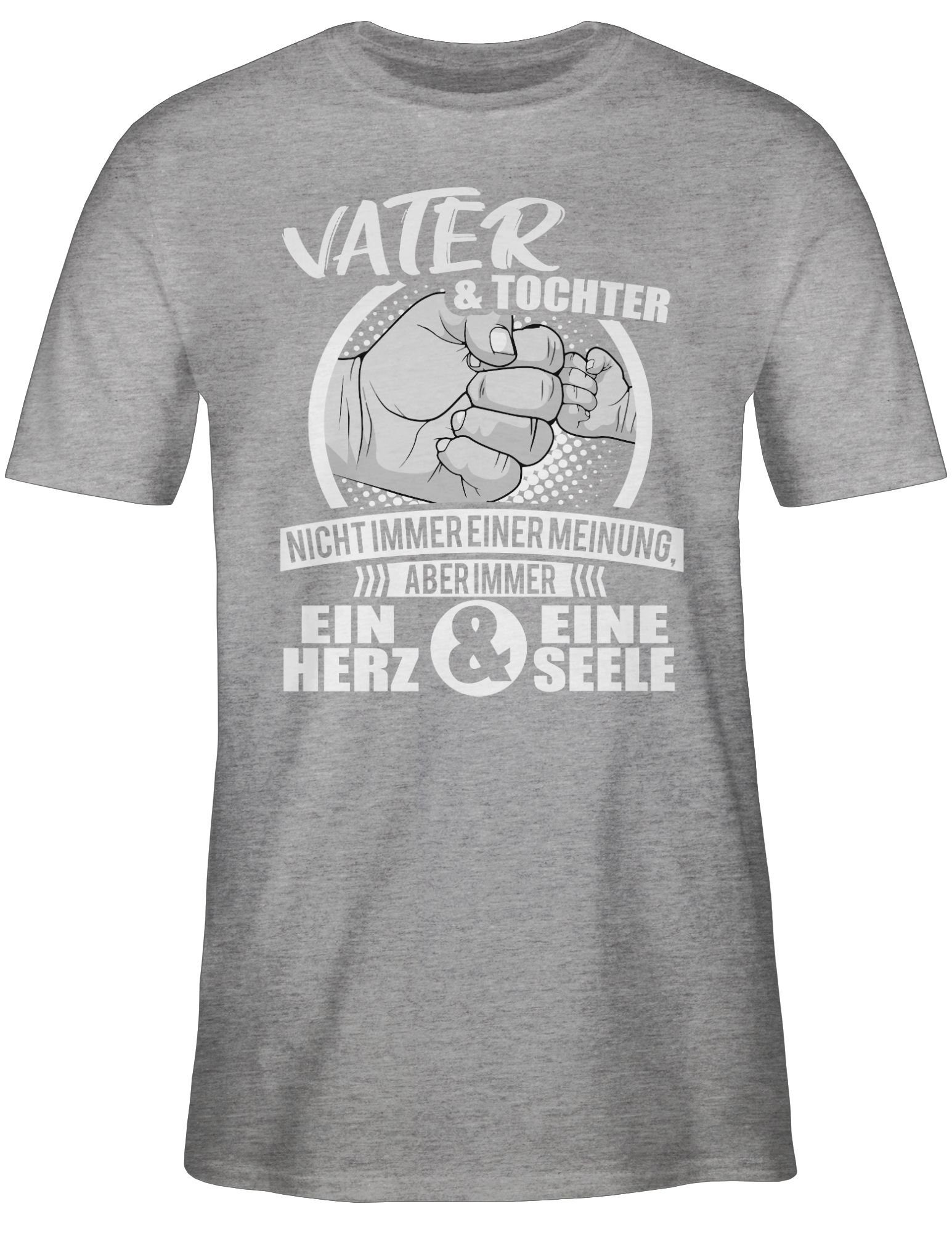 Shirtracer T-Shirt Papa Sprüche Herz eine meliert Statement Seele Immer ein Grau und & 3 mit Tochter Spruch