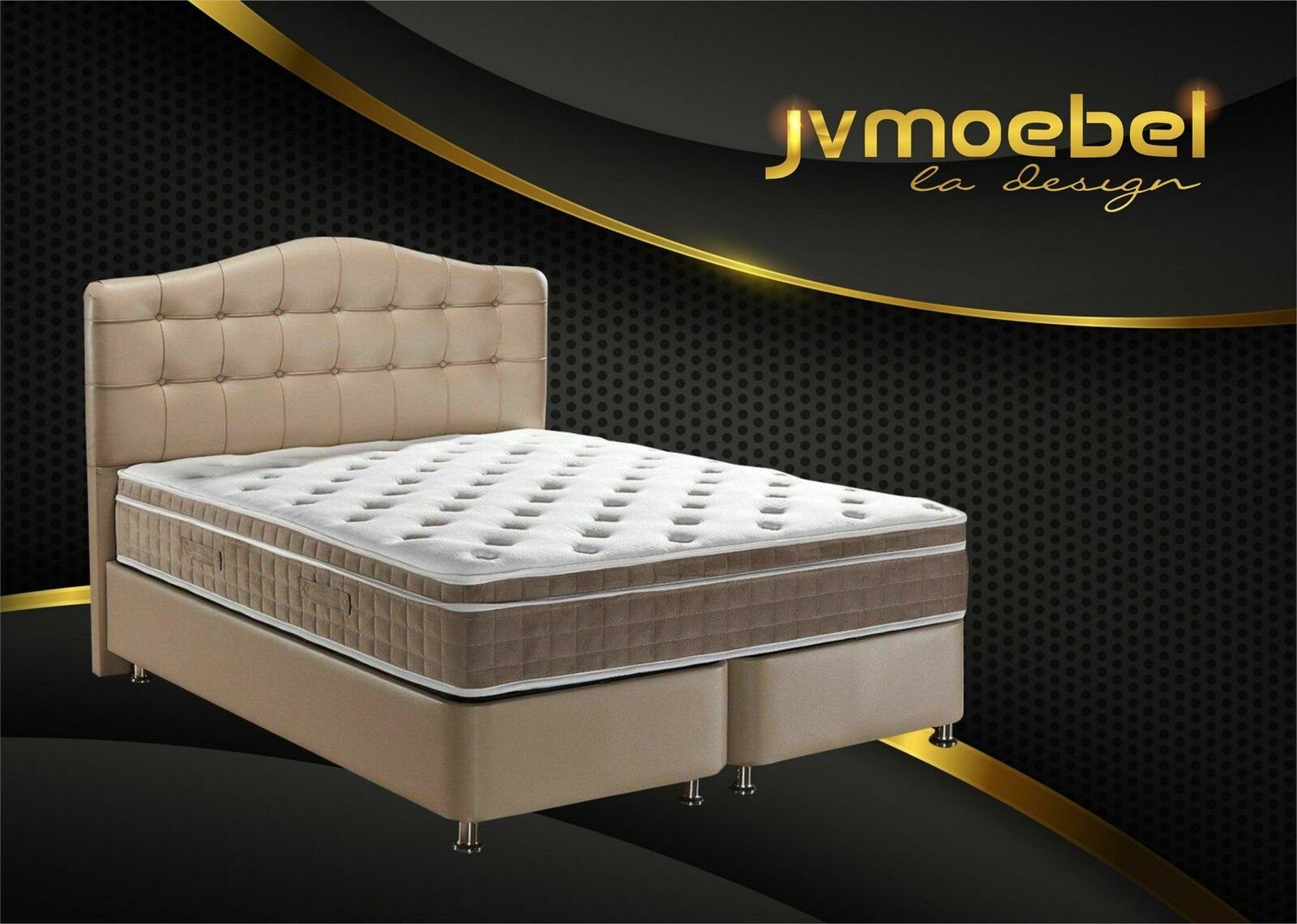 JVmoebel Bett, Bett Leder Schlafzimmer Möbel Luxury Moderne Betten Chesterfield Beige
