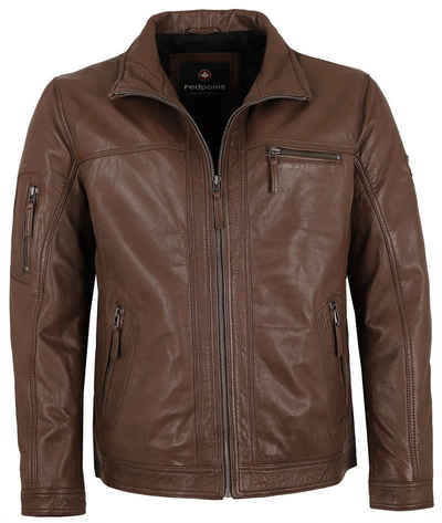 Redpoint Lederjacke Brice Echtleder Herren Lederjacke Neuseeländisches Lammnappa dunkelbraun