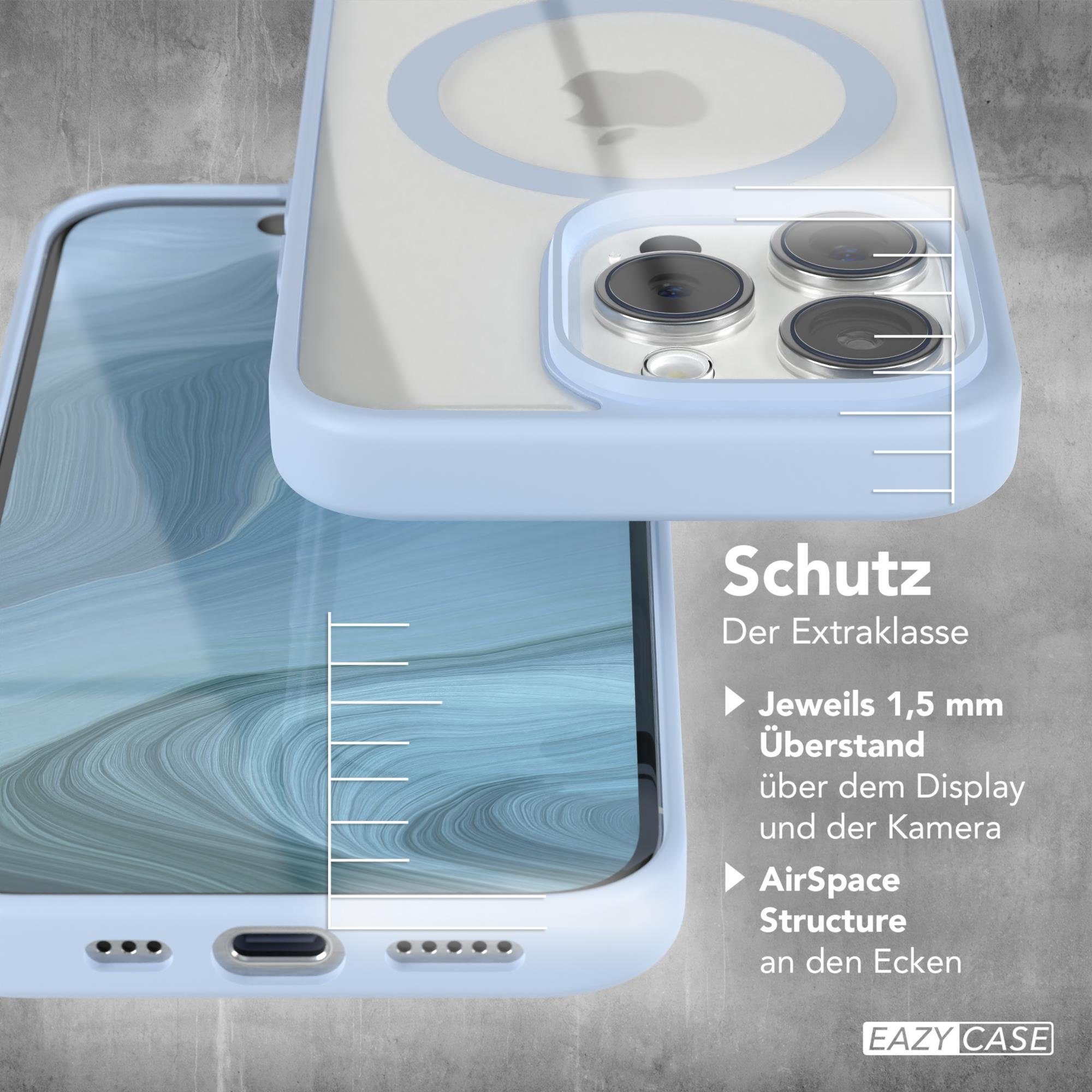 EAZY CASE Handyhülle Transparente Hülle mit MagSafe für iPhone 15 Pro 6,1 Zoll, Softcase, Schutzhülle mit Displayschutz, stoßfest, kratzfest, Hellblau – Bild 4 von 5