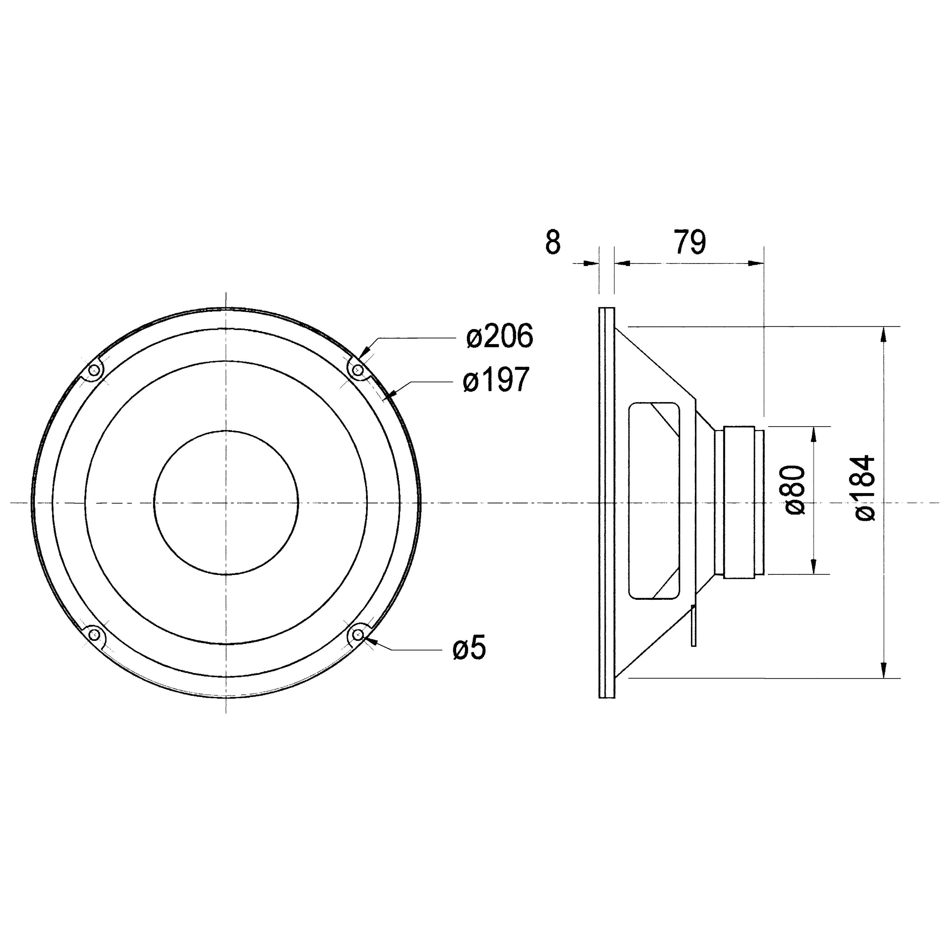 Visaton Lautsprecher (W 200 - 8 Ohm Tieftöner, 80W, 8" - Lautsprecher)