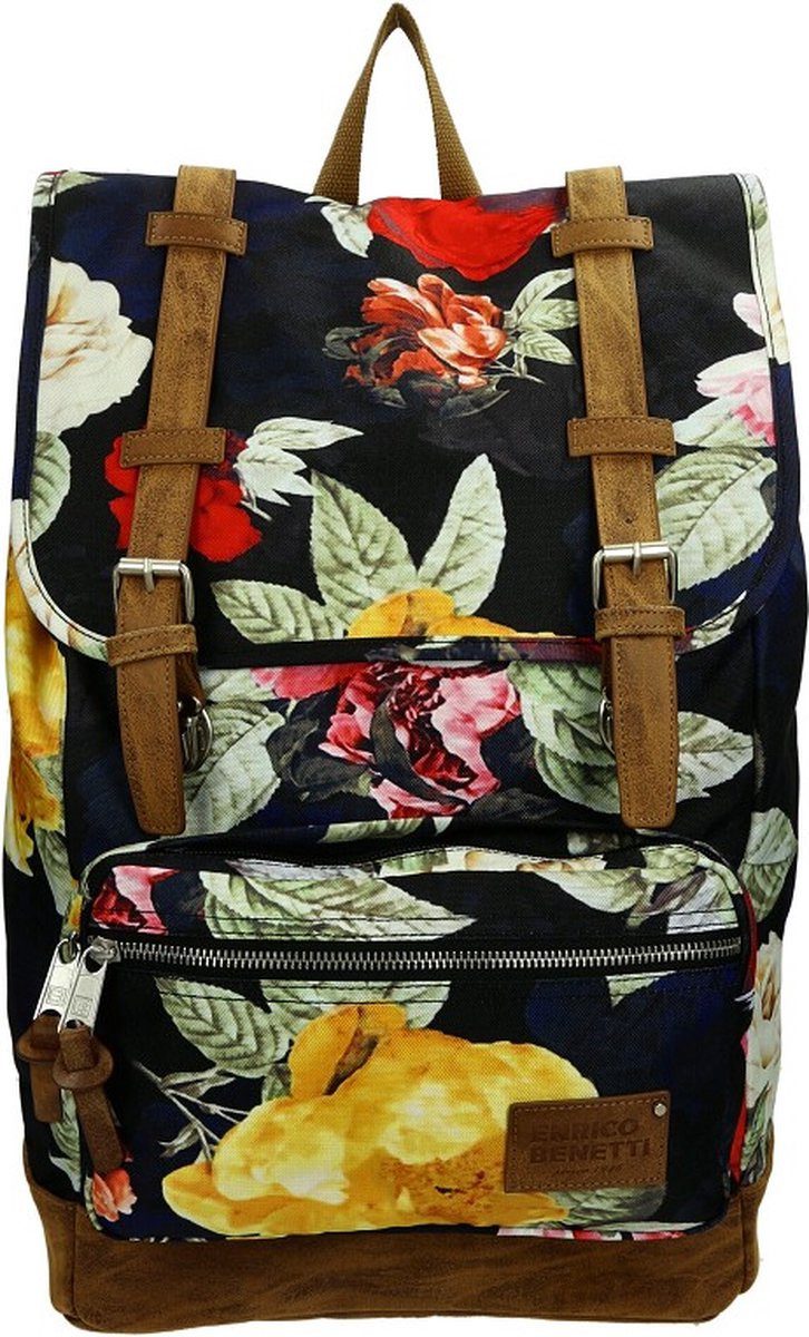 Enrico Benetti Rucksack Santiago Laptoprucksack 17 inch - Multi Rozen, inkl. Laptopfach