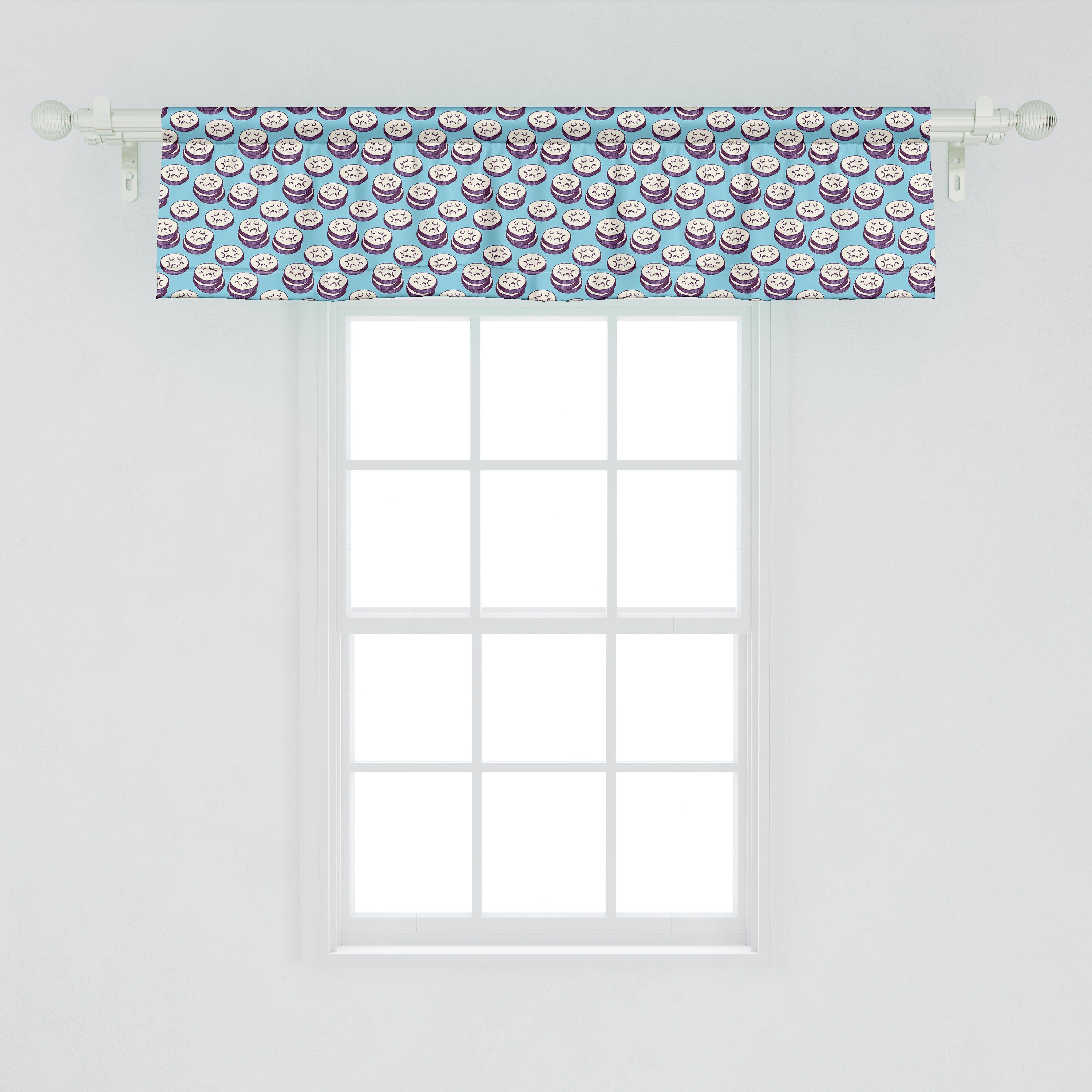 Scheibengardine Vorhang Volant für Küche mit Dekor Schlafzimmer Auberginen-Scheiben das für Kochen Stangentasche, Essen Abakuhaus, Microfaser
