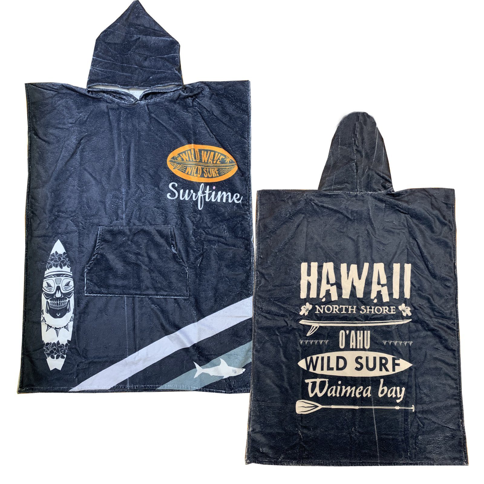 HOMELEVEL Bademantel Badeponcho für Kinder und Teenager - Poncho Handtuch mit Kapuze, Baumwolle