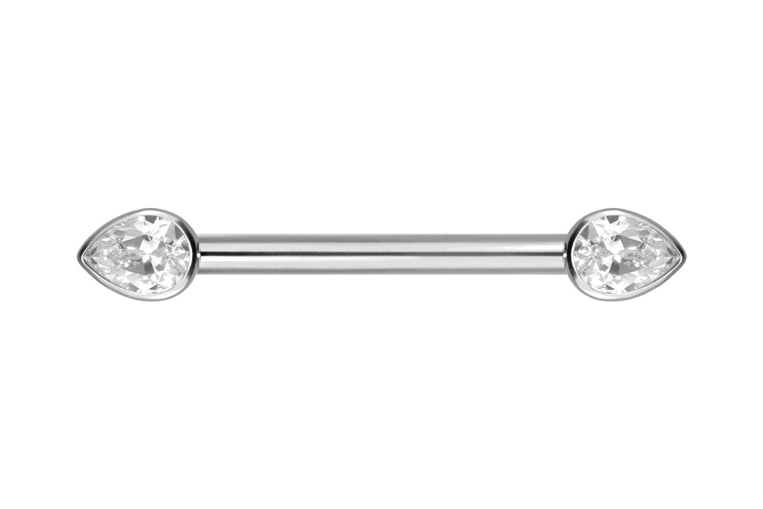 PIERCINGLINE Brustwarzenpiercing Titan Nippelpiercing mit Innengewinde KRISTALLTROPFEN (Barbells, 1-tlg), Brust-, Nippel-Piercing, Titan