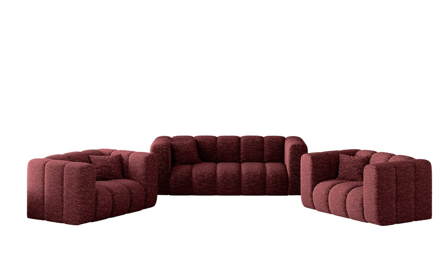 Kaiser Möbel Loungeset Sofagarnitur 2+1+1 Couchgarnitur serie Grand Stoff Haga und Salvador