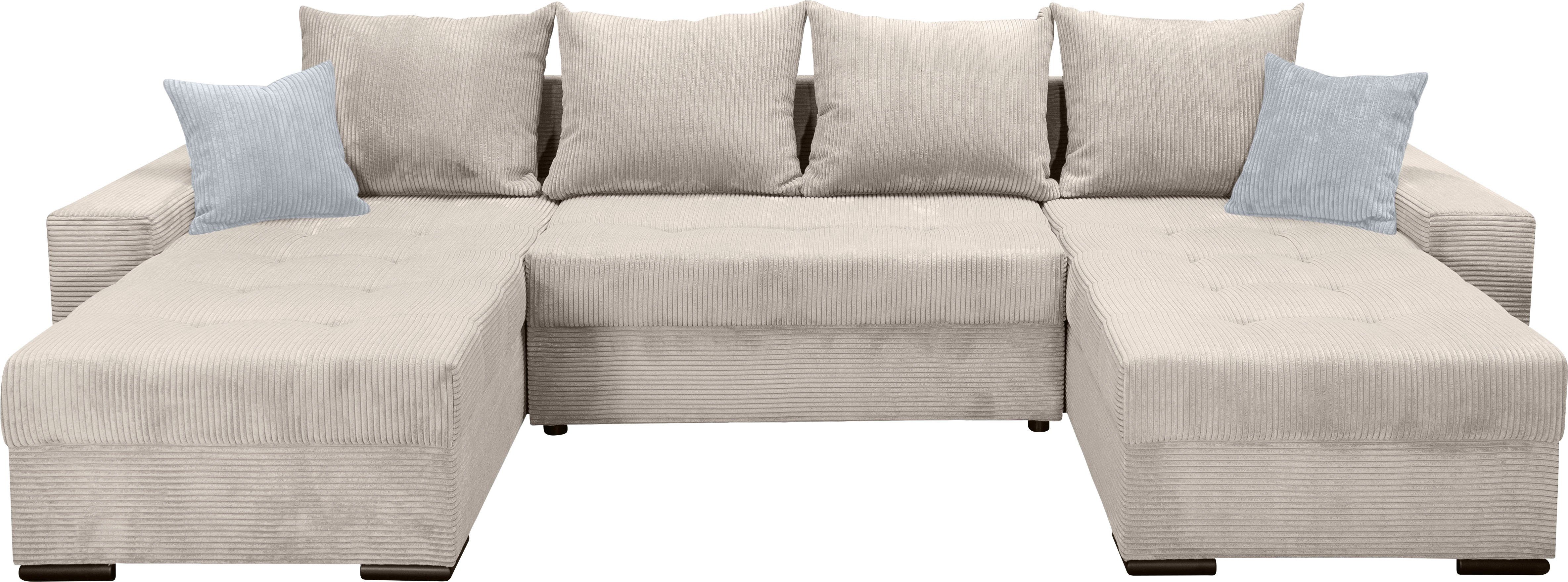 COLLECTION AB Wohnlandschaft Josy XL U-Form, B: 313 cm in Cord, Cord-Mix, Bettfunktion, Bettkasten & 2 Zierkissen, Federkern