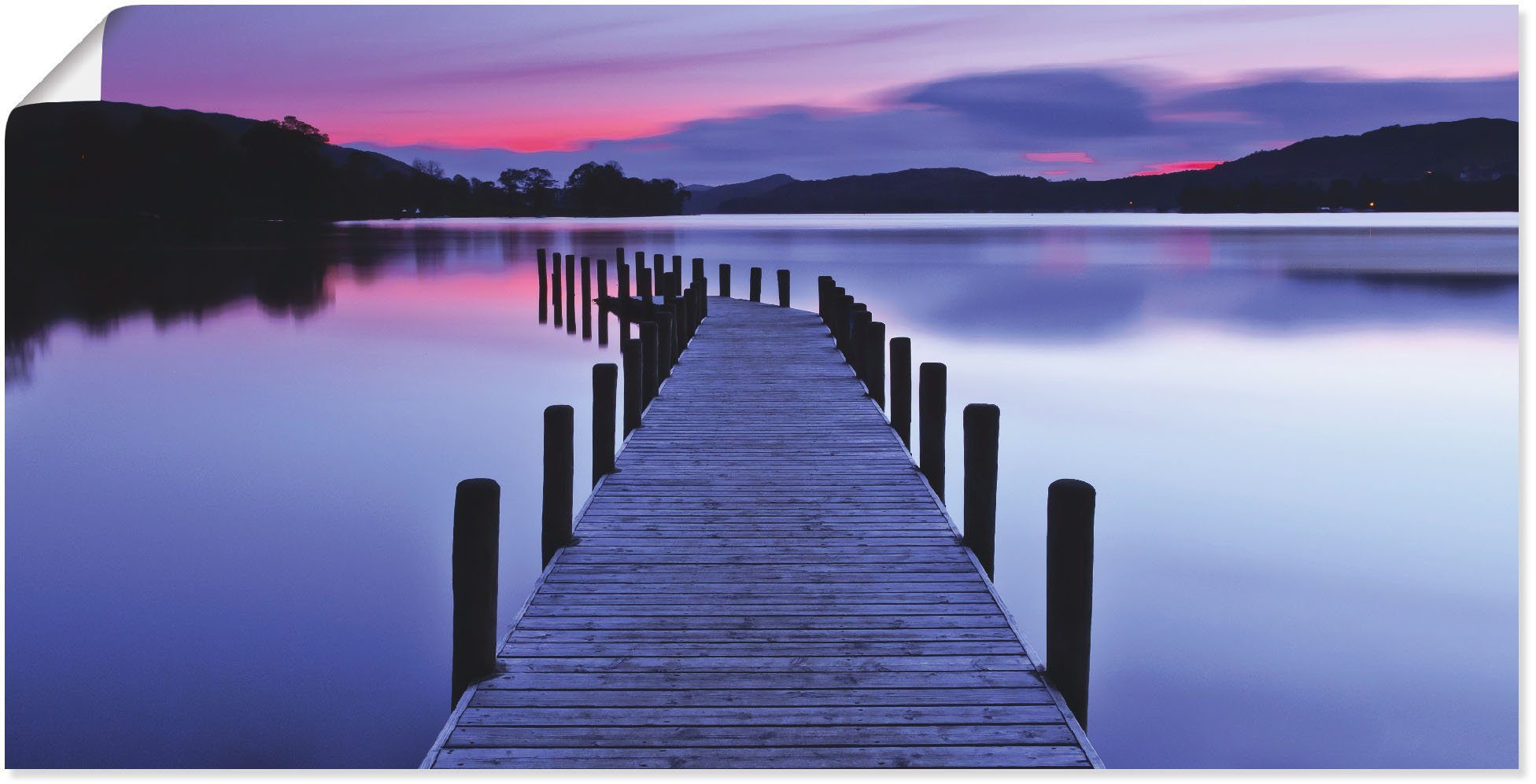 versch. als Panorama Wandbild (1 in oder Leinwandbild, Alubild, Seebilder Coniston Artland St), Größen Wandaufkleber Water, Poster Steg