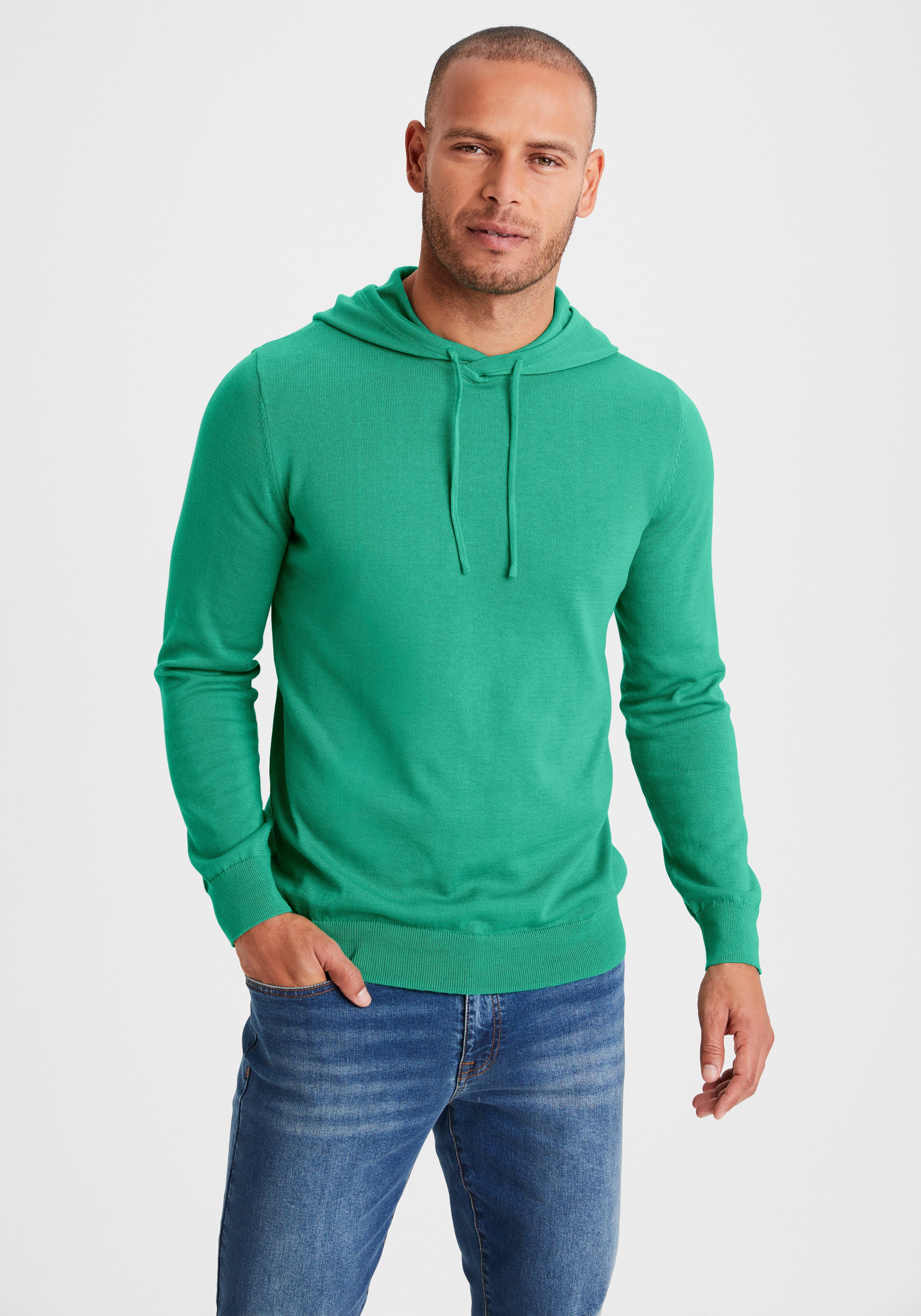 H.I.S Hoodie, Strickpullover mit Kapuze Feinstrick aus pflegeleichter Baumwollmischung