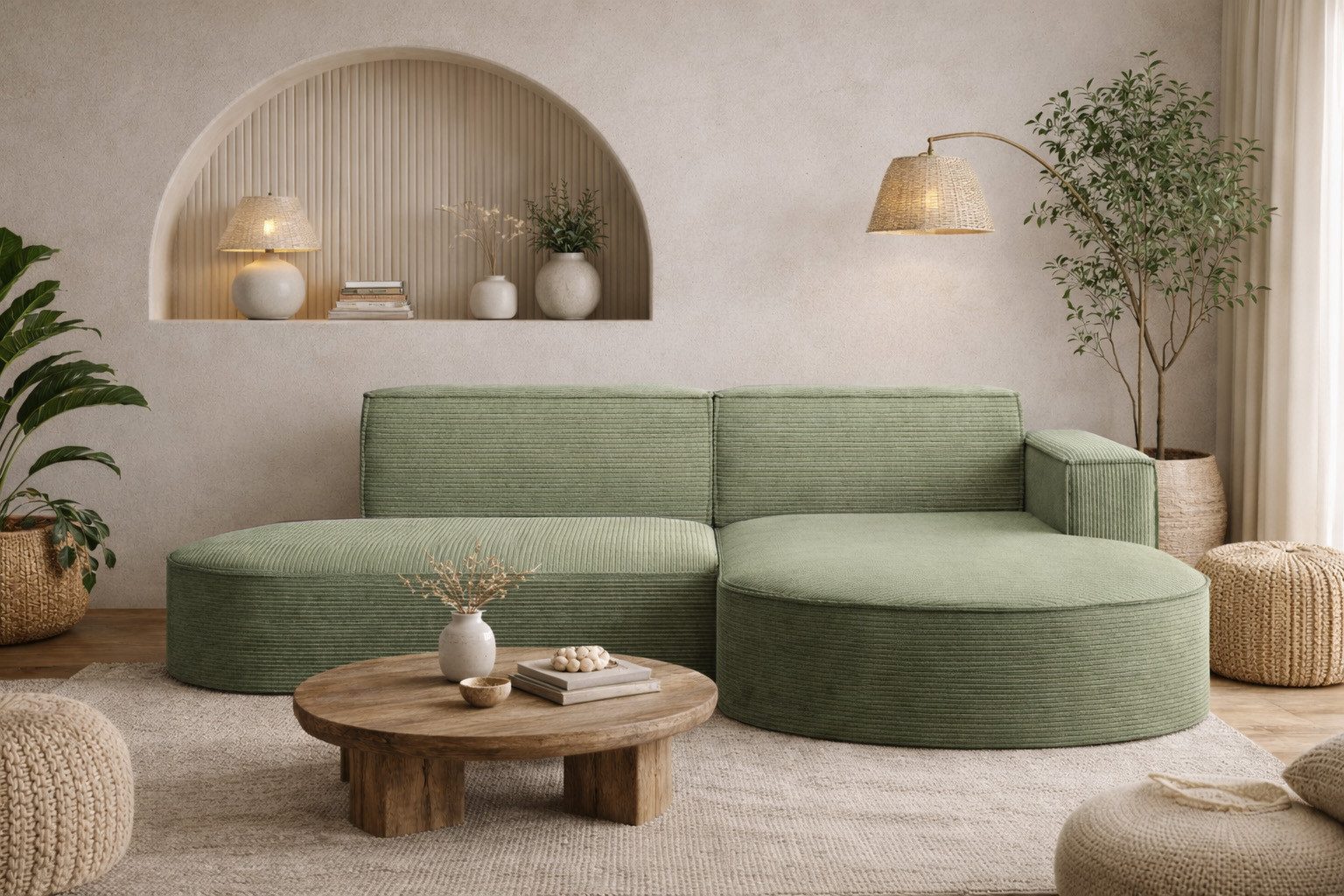 Kaiser Möbel Ecksofa Designer MODENA STUDIO L stoff Cord, Ecksofa, Cord Sofa, L-Form, Links/Rechts wählbar